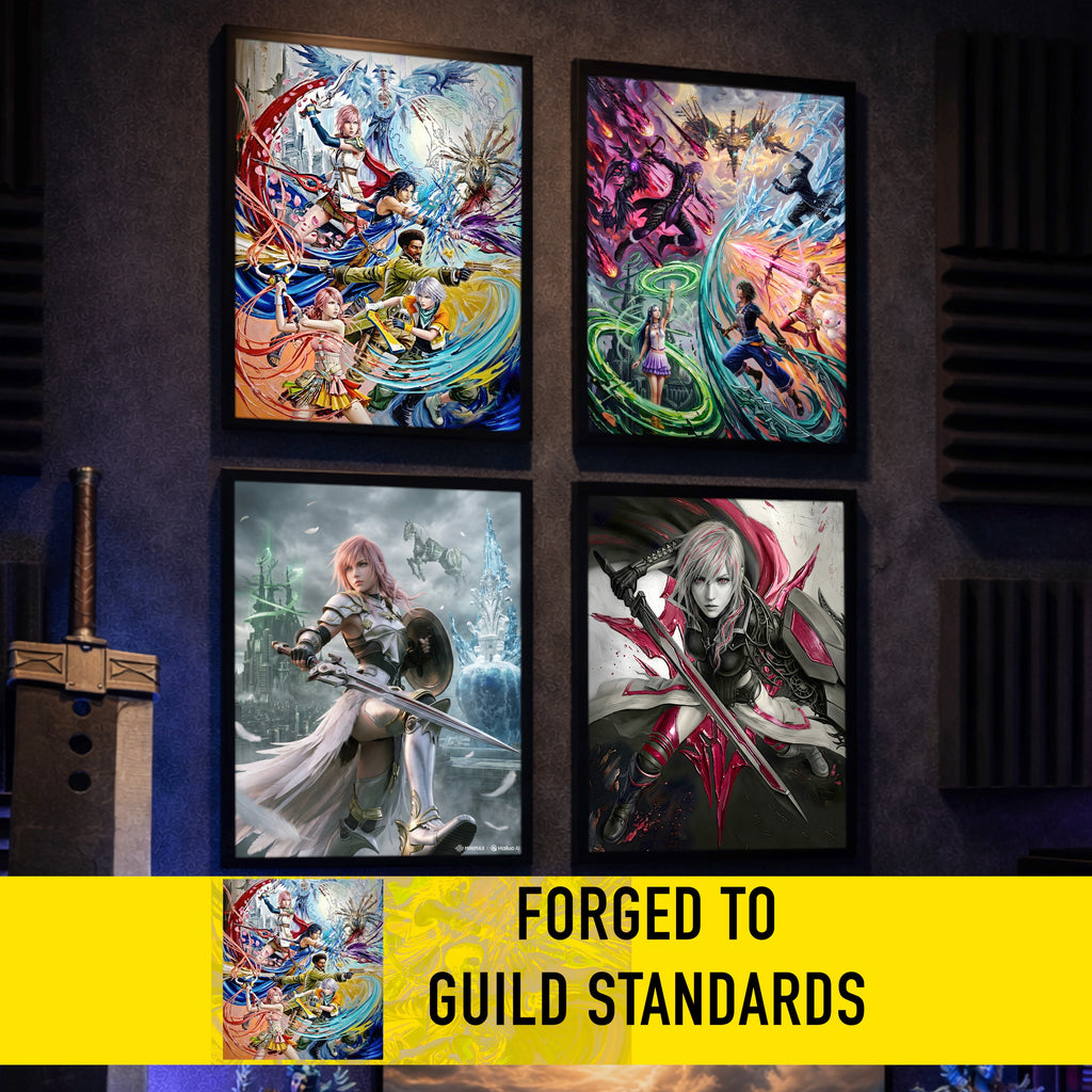 Final Fantasy XIII Ensemble Art Print – Pulse Rebellion & Valhalla Reckoning | FF13 Trilogy Premium JRPG Wall Art