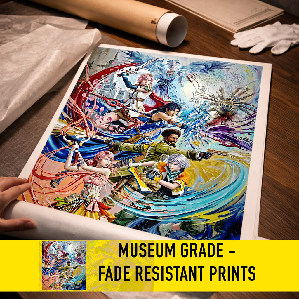 Final Fantasy XIII Ensemble Art Print – Pulse Rebellion & Valhalla Reckoning | FF13 Trilogy Premium JRPG Wall Art