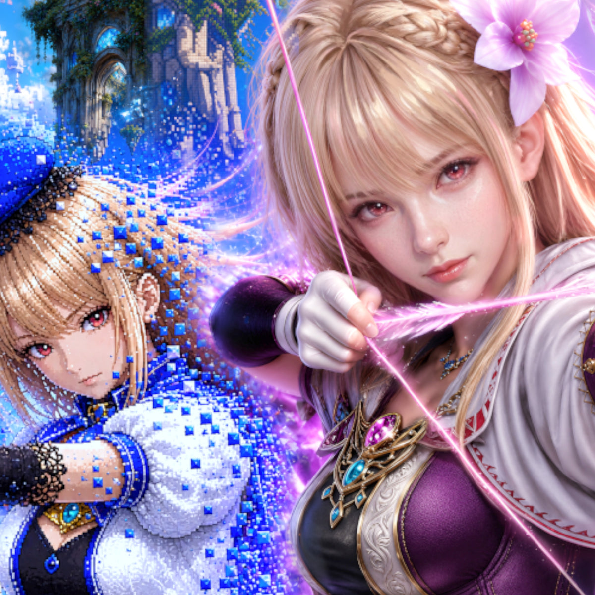 Final Fantasy Resonance Fina Art Print | Brave Exvius Wall Art | Crystal Bloom Edition | Cinematic Pixel Series