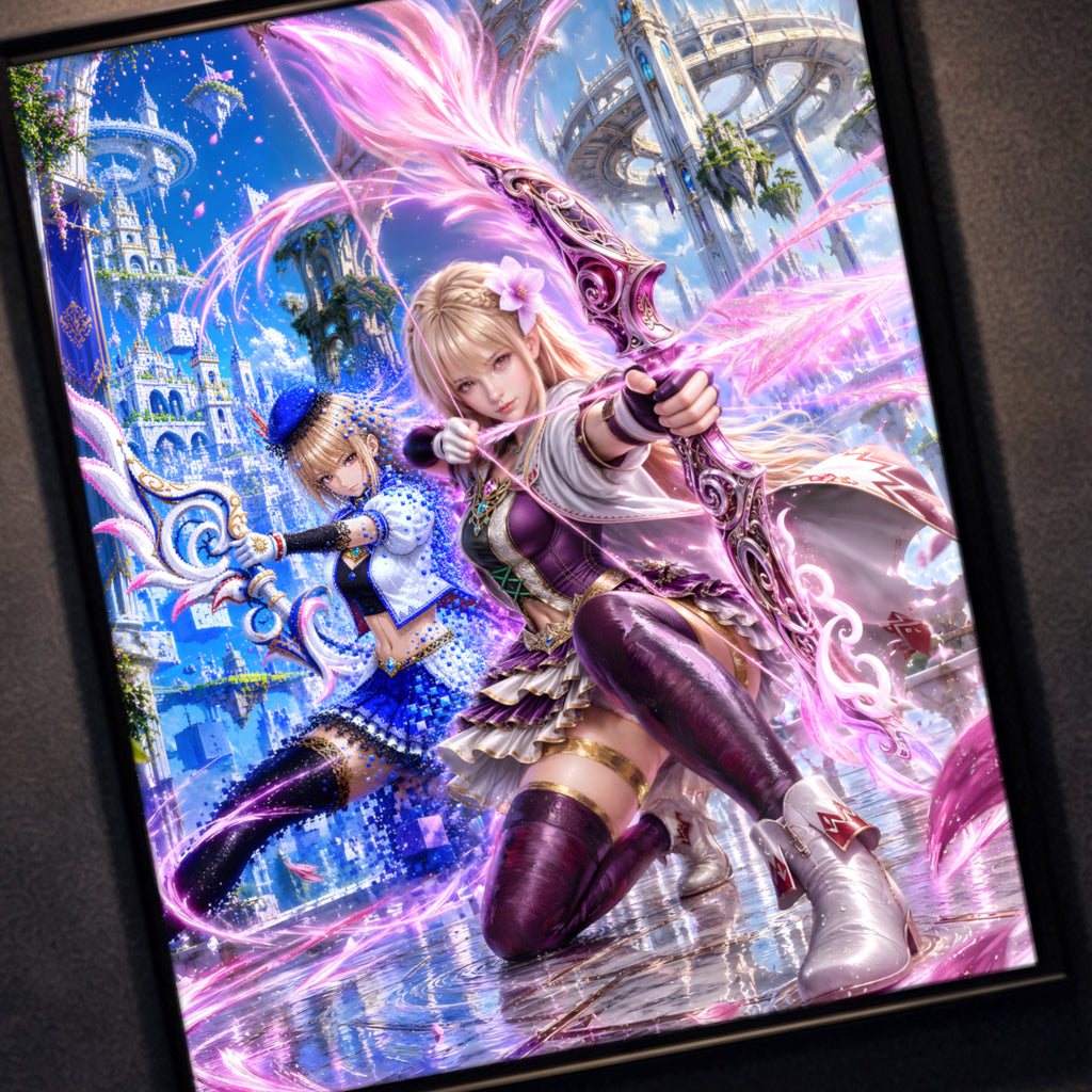 Final Fantasy Resonance Fina Art Print | Brave Exvius Wall Art | Crystal Bloom Edition | Cinematic Pixel Series