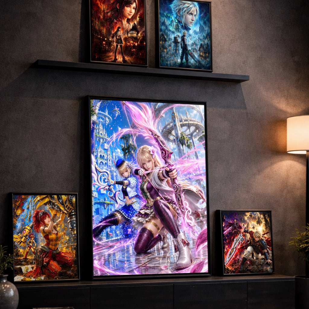 Final Fantasy Resonance Fina Art Print | Brave Exvius Wall Art | Crystal Bloom Edition | Cinematic Pixel Series