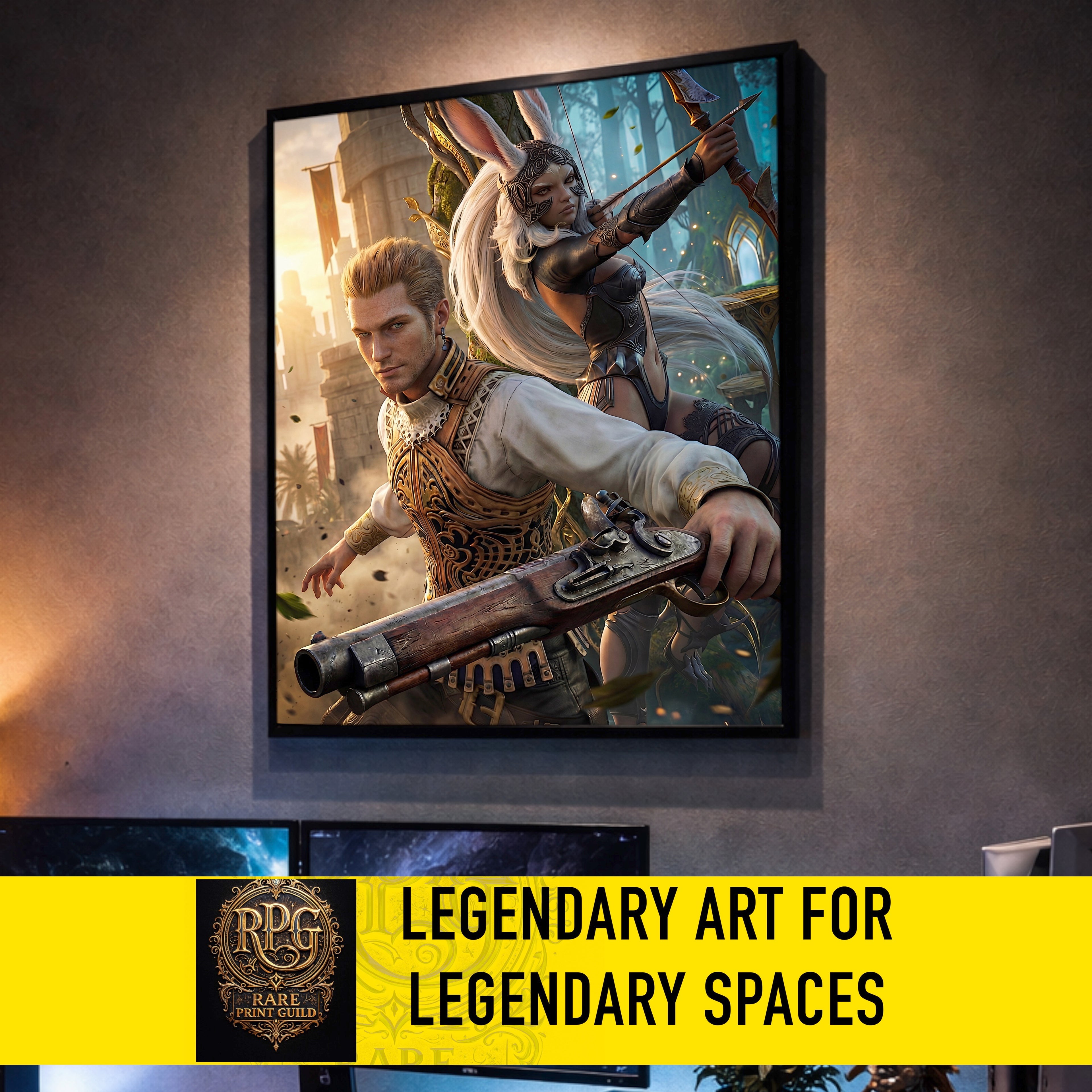 Balthier and Fran Art Print | Final Fantasy XII Wall Art | Zodiac Age Poster | JRPG Game Artwork | Gamer Decor