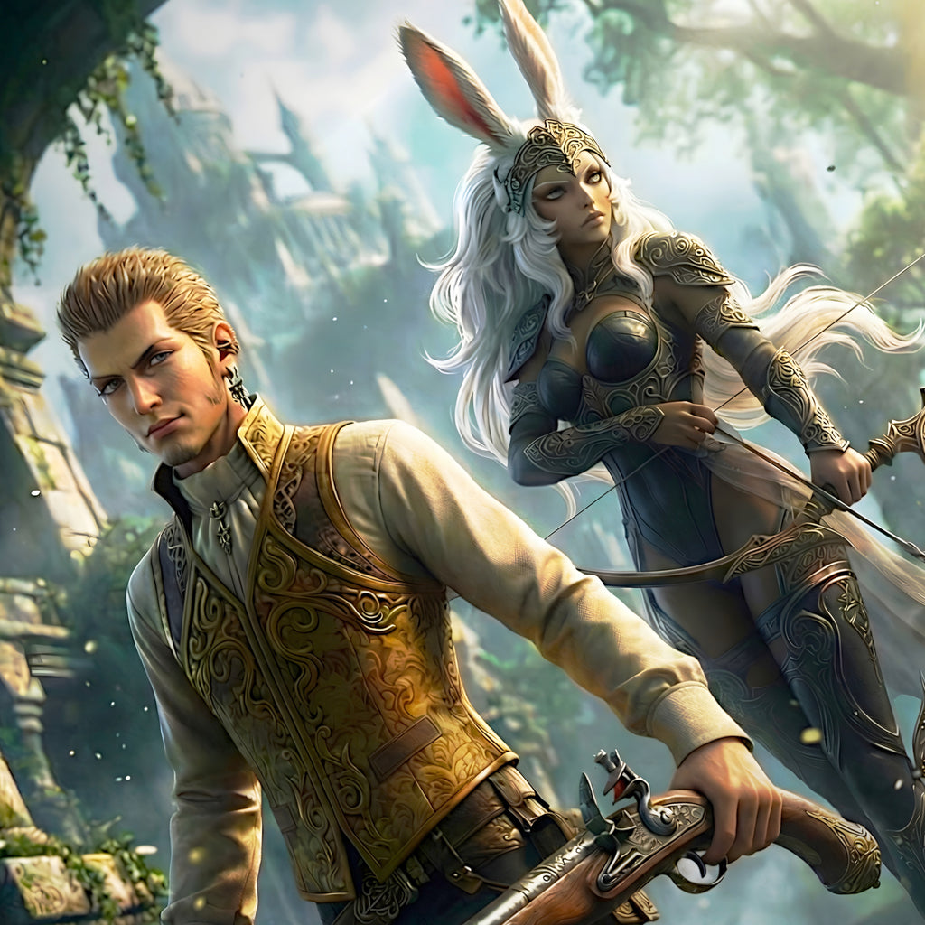 Balthier and Fran Art Print | Final Fantasy XII Wall Art | Zodiac Age Poster | JRPG Game Artwork | Gamer Decor