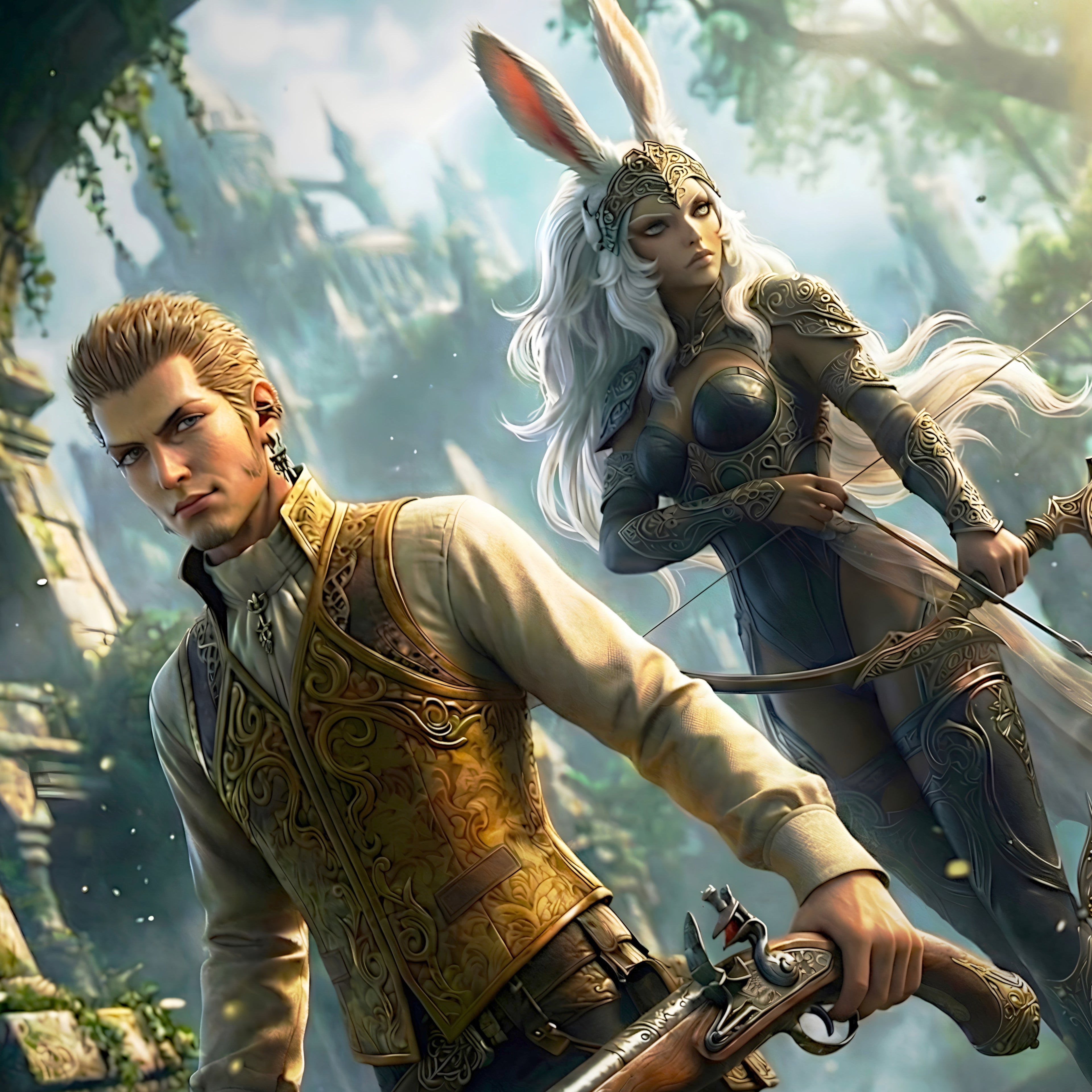 Balthier and Fran Art Print | Final Fantasy XII Wall Art | Zodiac Age Poster | JRPG Game Artwork | Gamer Decor