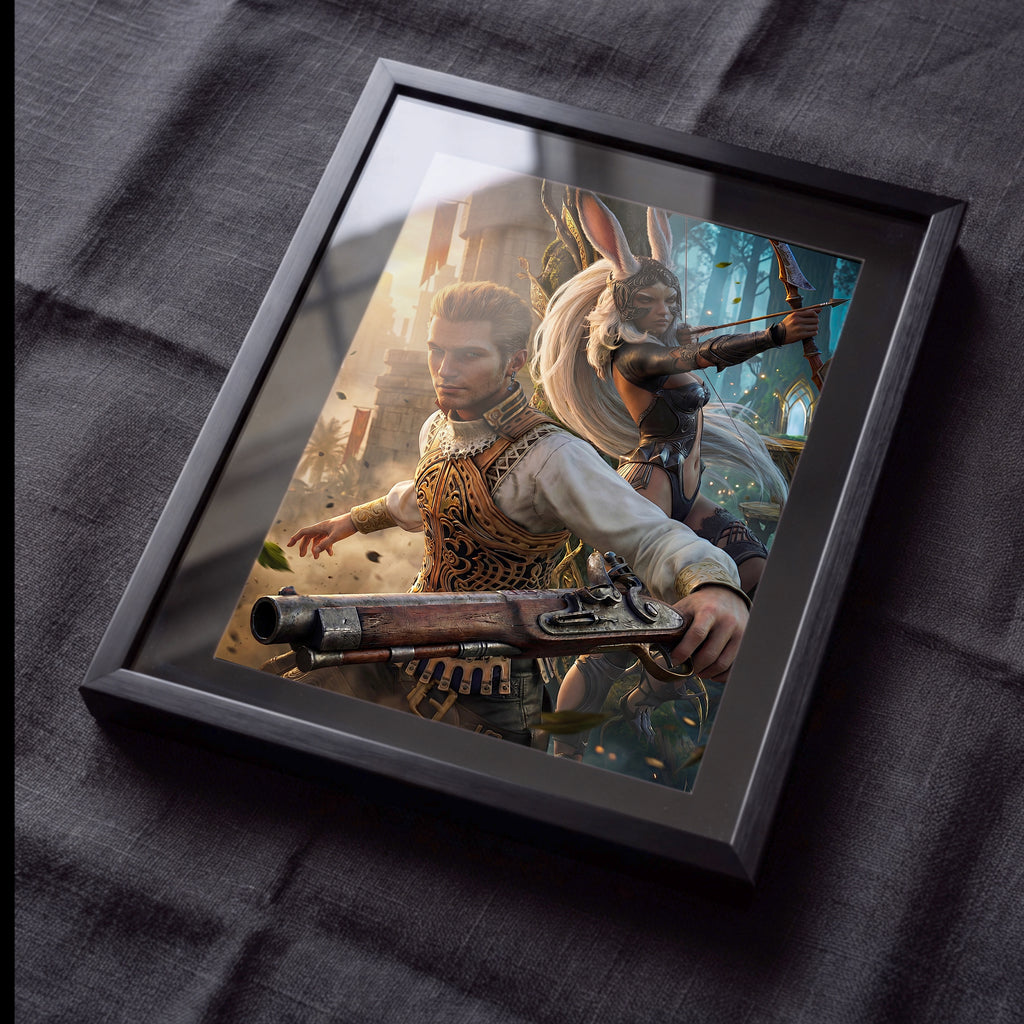 Balthier and Fran Art Print | Final Fantasy XII Wall Art | Zodiac Age Poster | JRPG Game Artwork | Gamer Decor