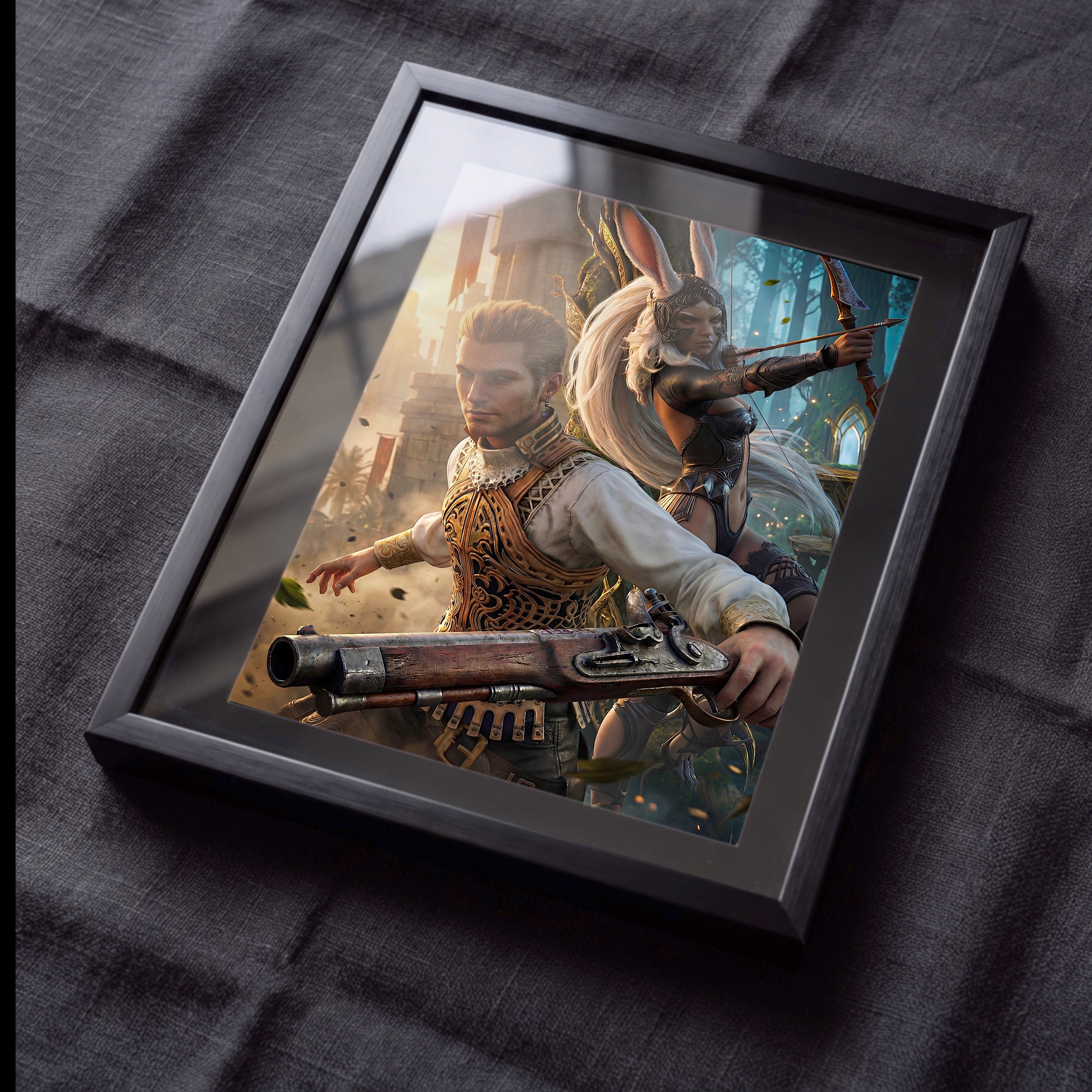 Balthier and Fran Art Print | Final Fantasy XII Wall Art | Zodiac Age Poster | JRPG Game Artwork | Gamer Decor