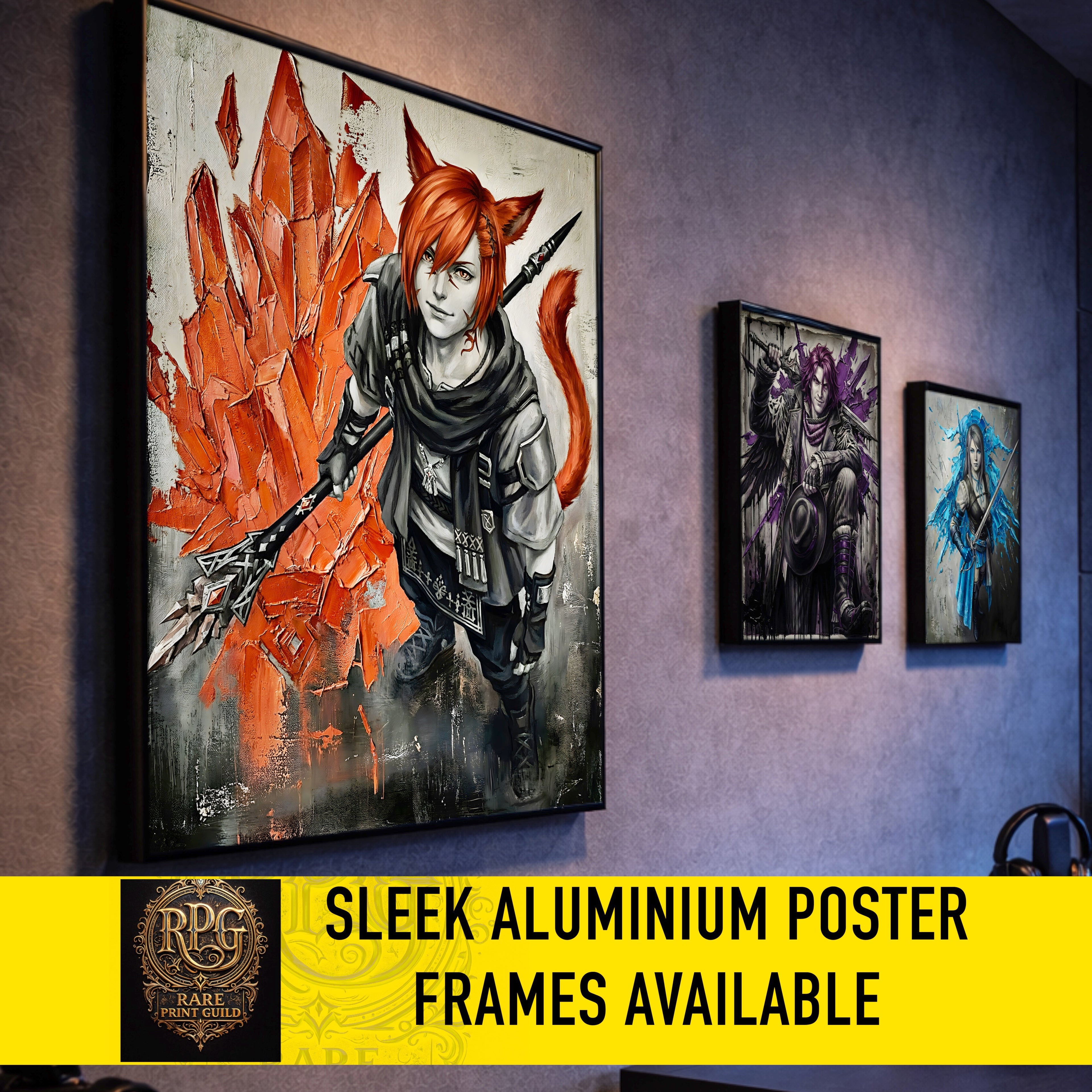 G’raha Tia Monochrome Art Print | Final Fantasy XIV Poster | FF14 Crystal Exarch Wall Art