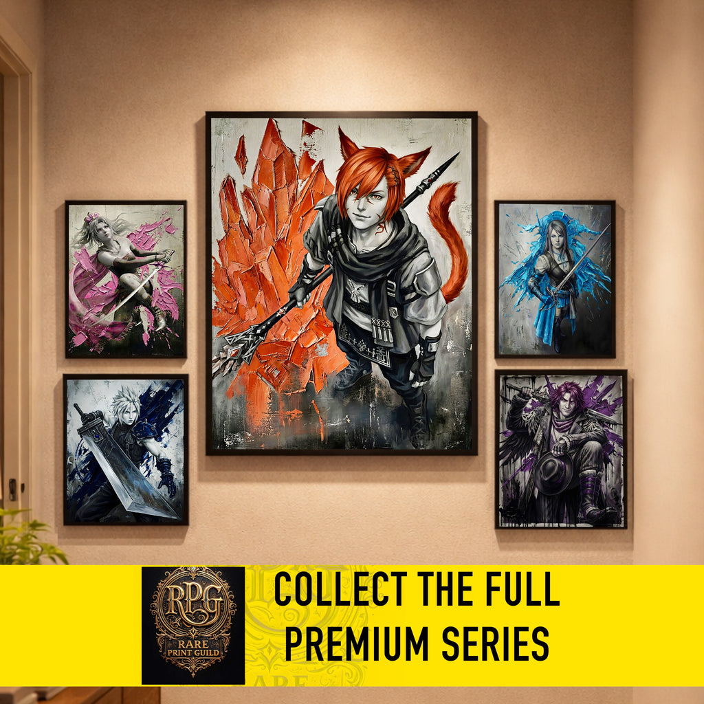 G’raha Tia Monochrome Art Print | Final Fantasy XIV Poster | FF14 Crystal Exarch Wall Art