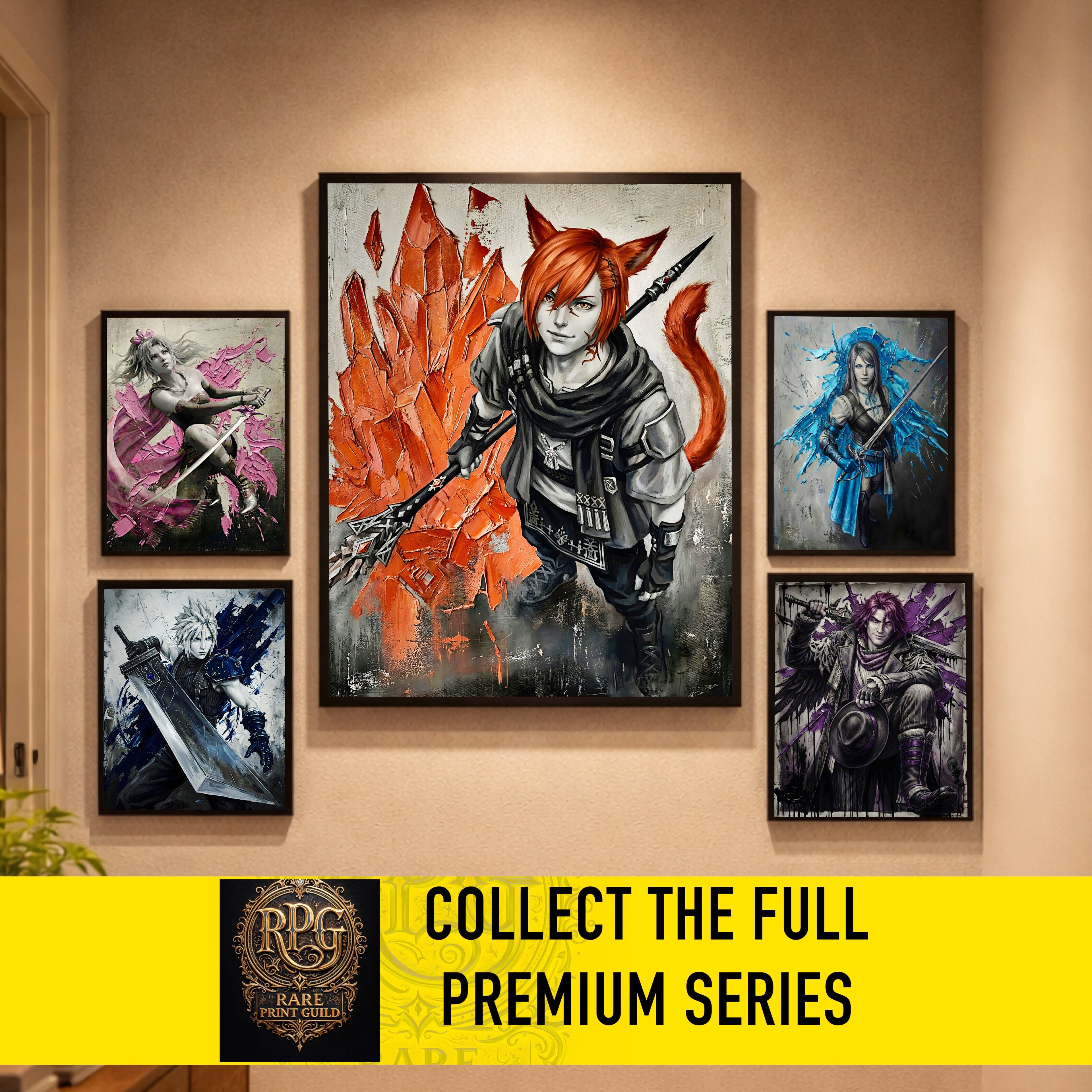 G’raha Tia Monochrome Art Print | Final Fantasy XIV Poster | FF14 Crystal Exarch Wall Art