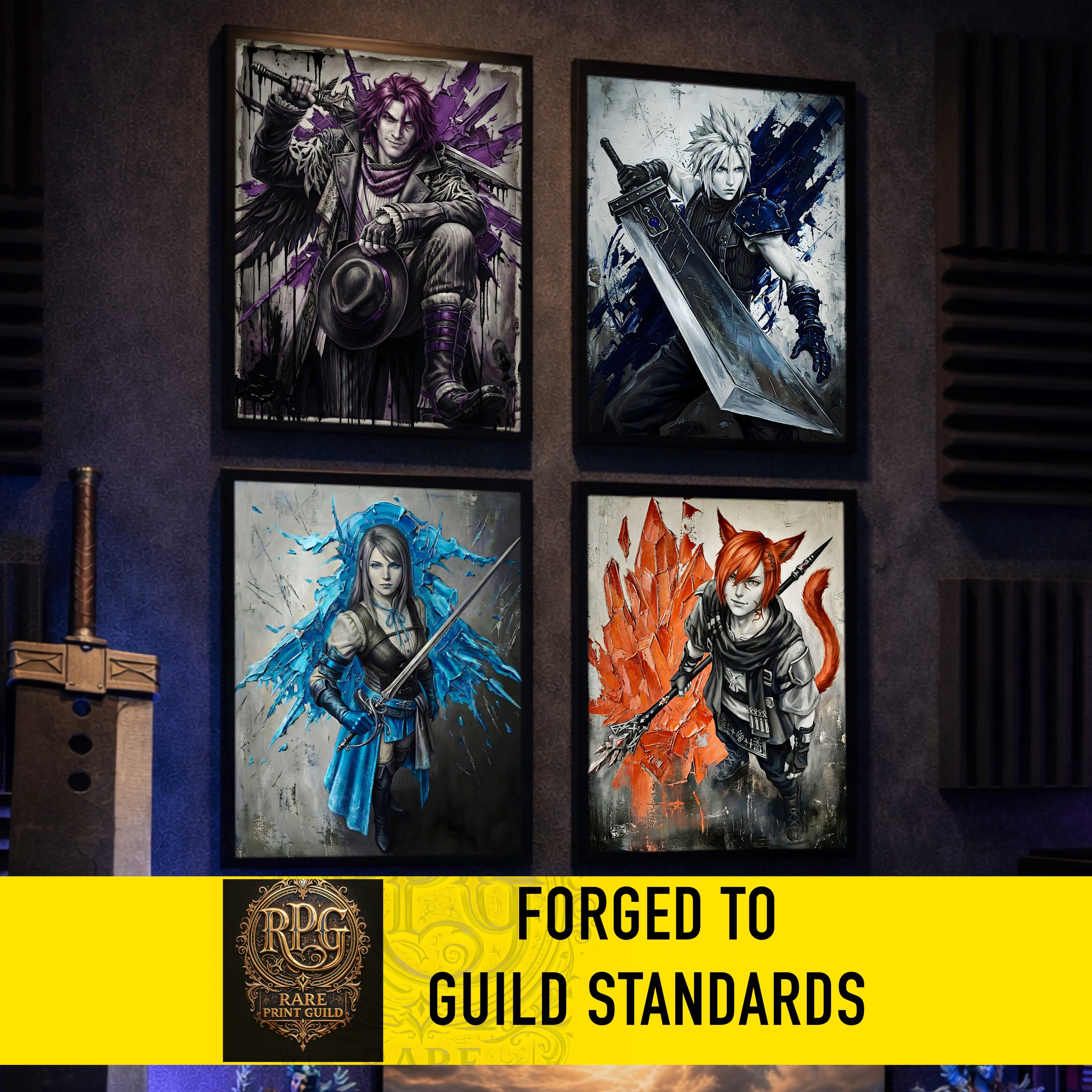G’raha Tia Monochrome Art Print | Final Fantasy XIV Poster | FF14 Crystal Exarch Wall Art