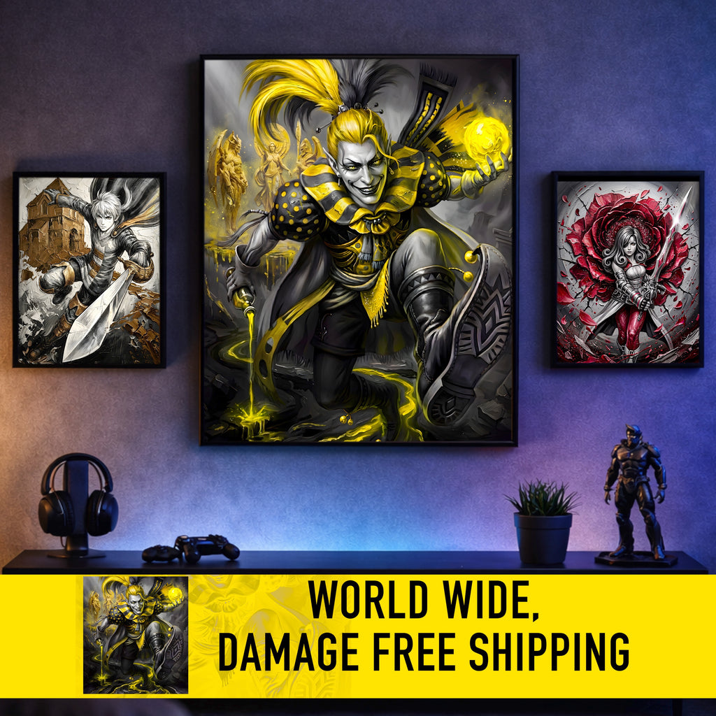Kefka Palazzo Art Print – Monochrome Cataclysm Edition | Final Fantasy VI Villain Fine Art