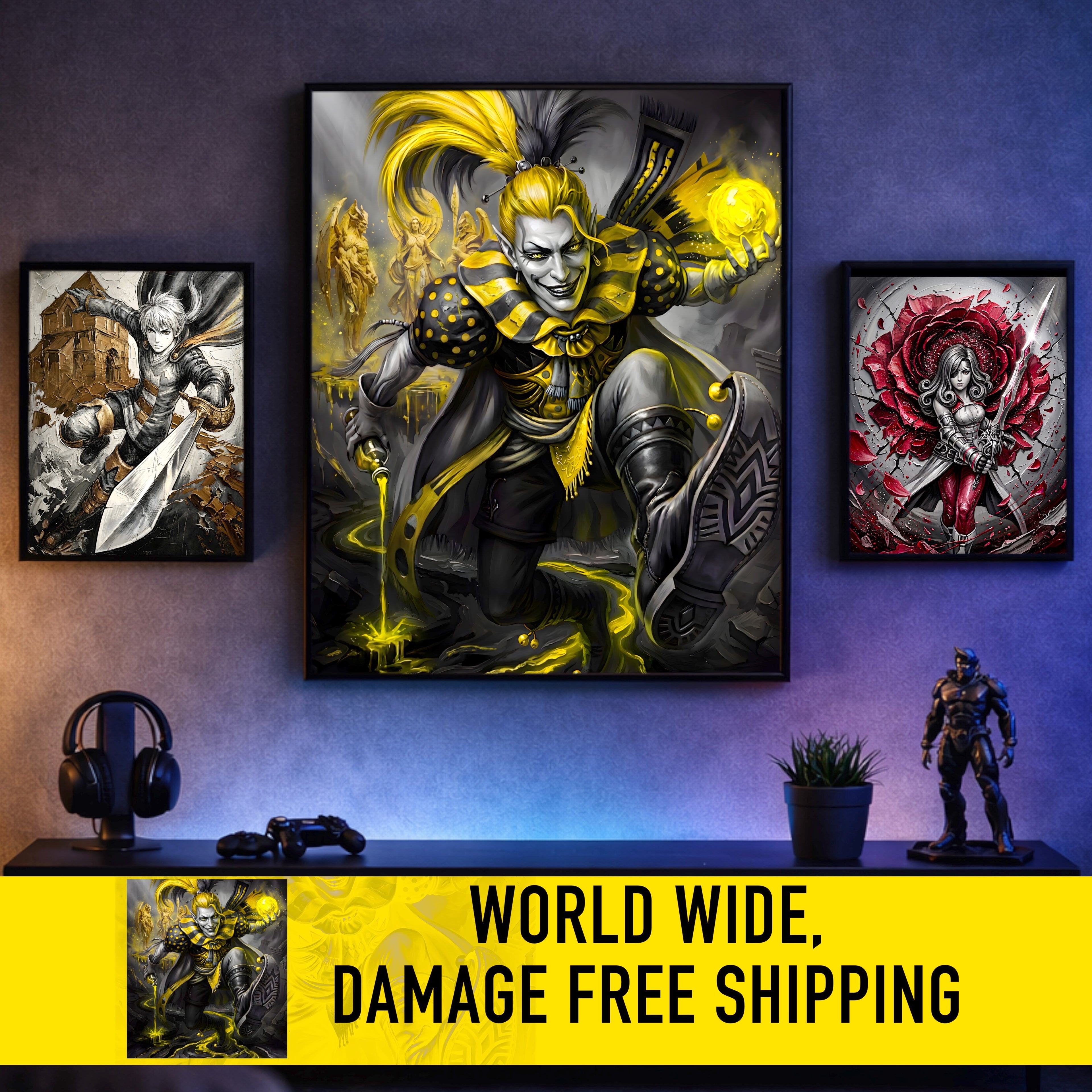 Kefka Palazzo Art Print – Monochrome Cataclysm Edition | Final Fantasy VI Villain Fine Art