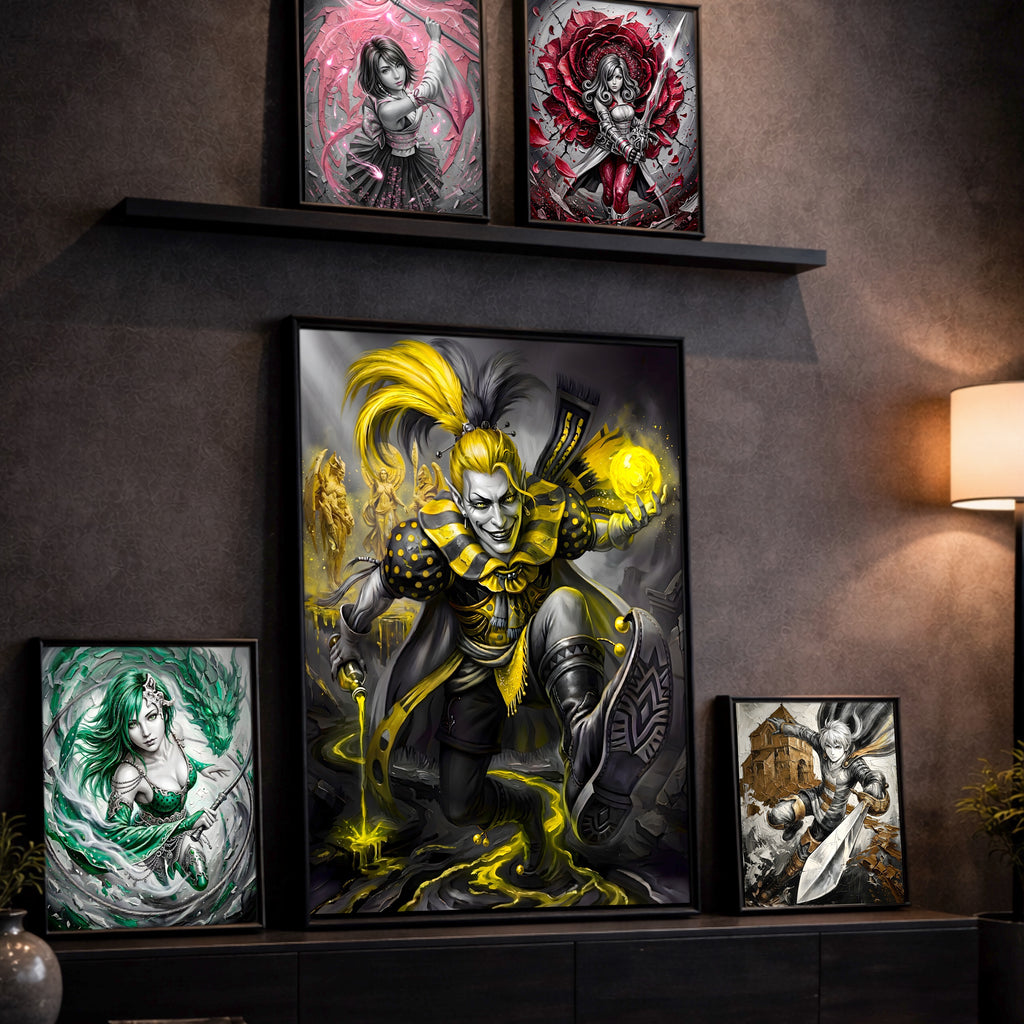 Kefka Palazzo Art Print – Monochrome Cataclysm Edition | Final Fantasy VI Villain Fine Art