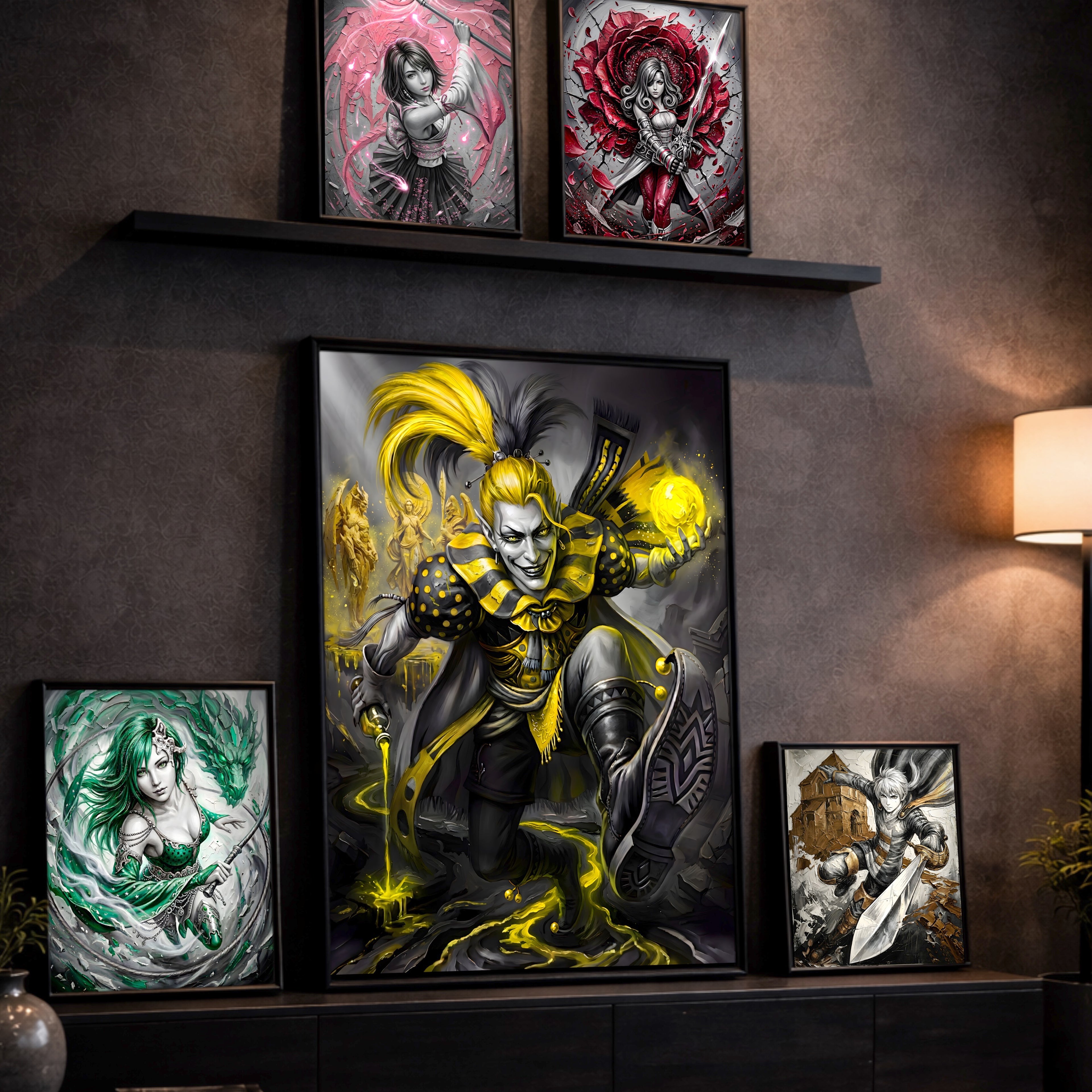 Kefka Palazzo Art Print – Monochrome Cataclysm Edition | Final Fantasy VI Villain Fine Art