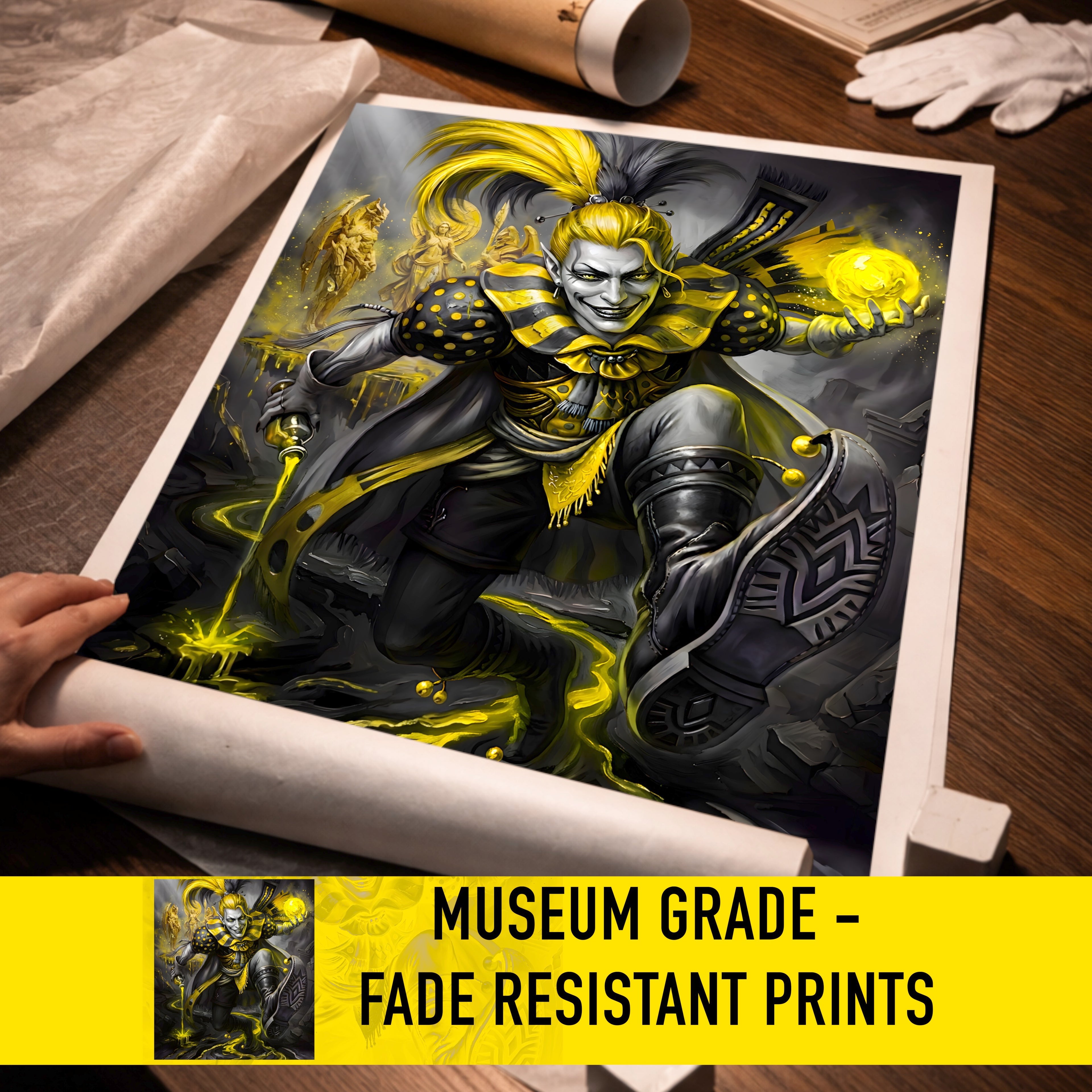 Kefka Palazzo Art Print – Monochrome Cataclysm Edition | Final Fantasy VI Villain Fine Art