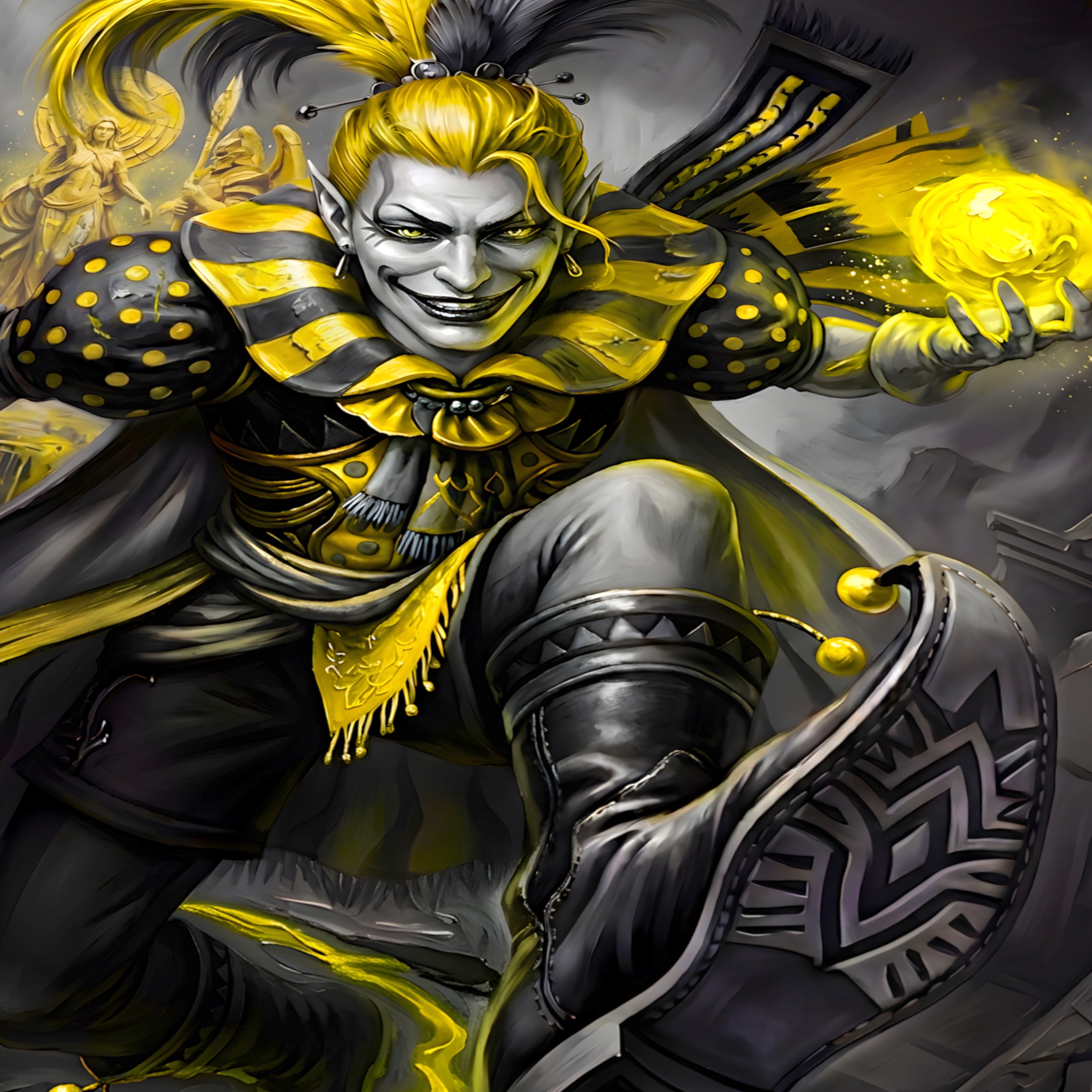 Kefka Palazzo Art Print – Monochrome Cataclysm Edition | Final Fantasy VI Villain Fine Art