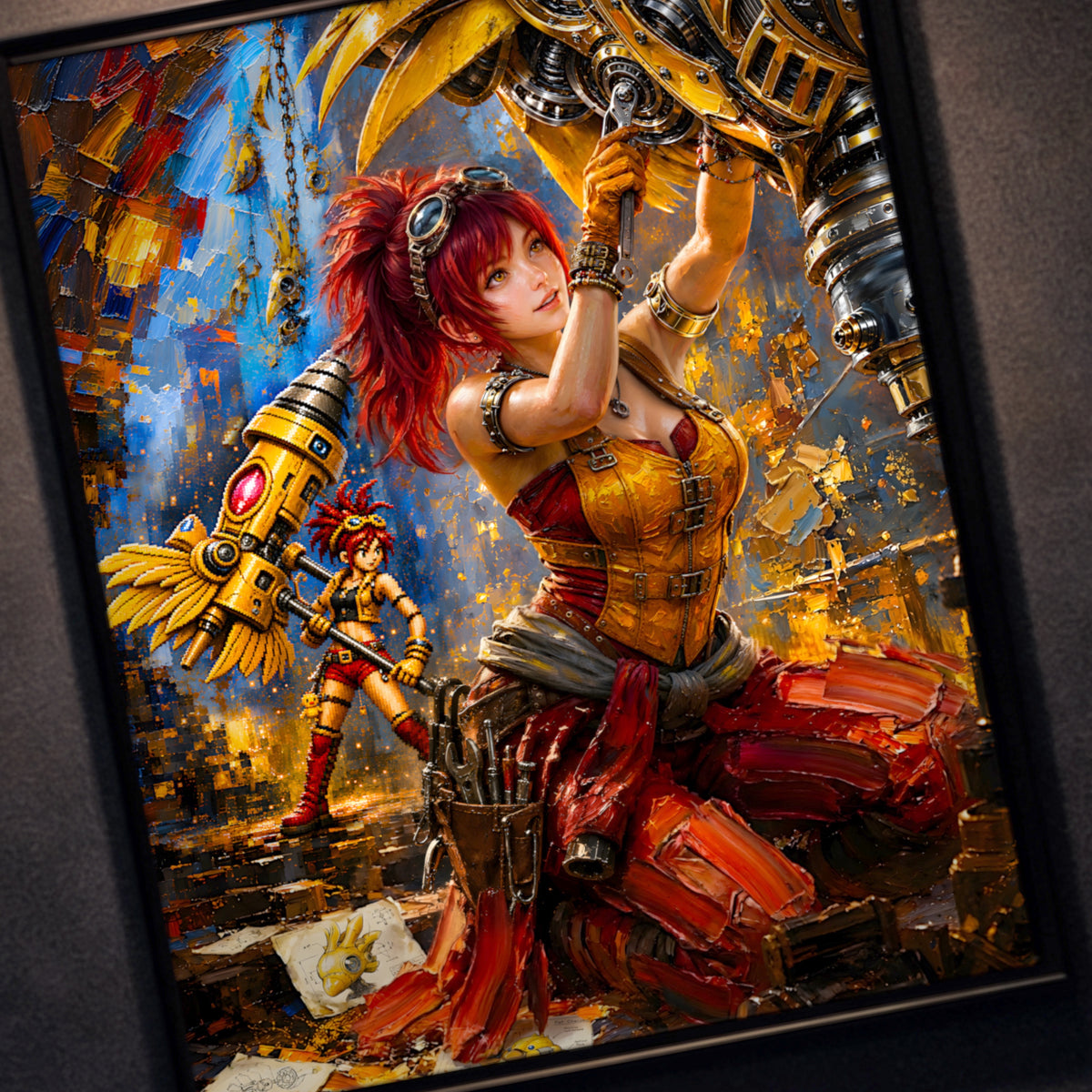 Final Fantasy Resonance Lid Art Print | Brave Exvius Wall Art | Mechabo Workshop Edition | Cinematic Pixel Series