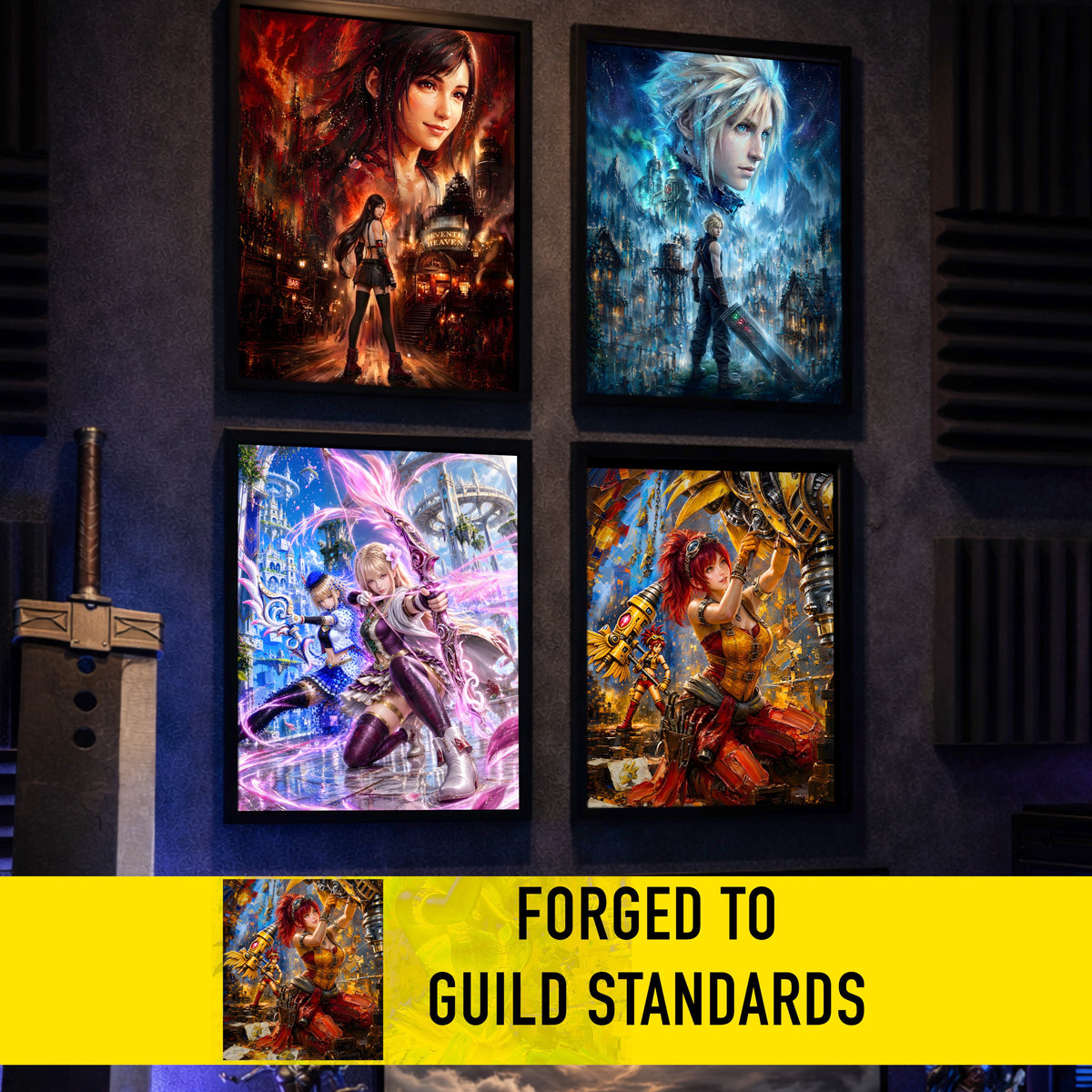 Final Fantasy Resonance Lid Art Print | Brave Exvius Wall Art | Mechabo Workshop Edition | Cinematic Pixel Series