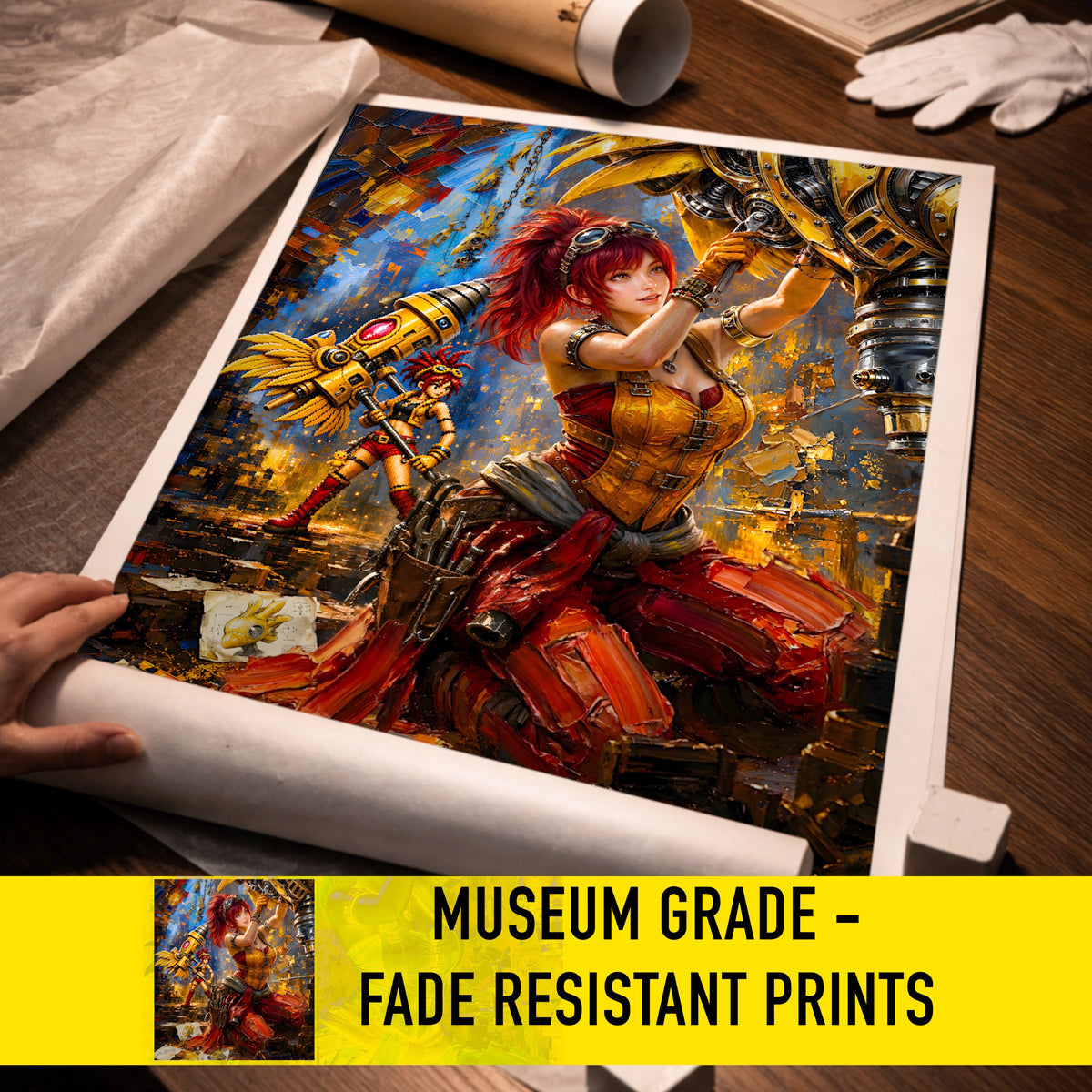 Final Fantasy Resonance Lid Art Print | Brave Exvius Wall Art | Mechabo Workshop Edition | Cinematic Pixel Series