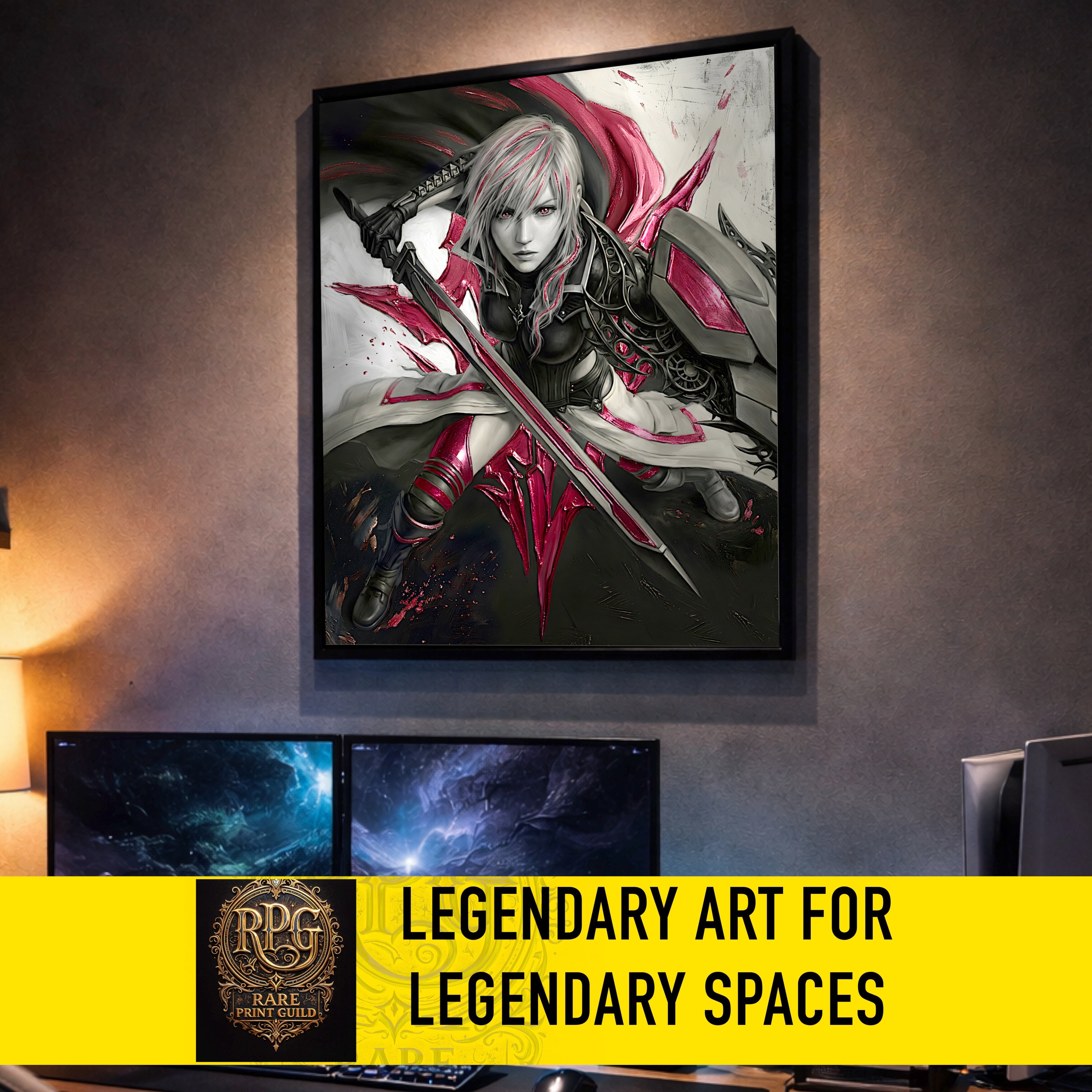 Lightning Farron Monochrome Art Print | Final Fantasy XIII Lightning Returns Artwork | Goddess of Death and Rebirth Fine Art