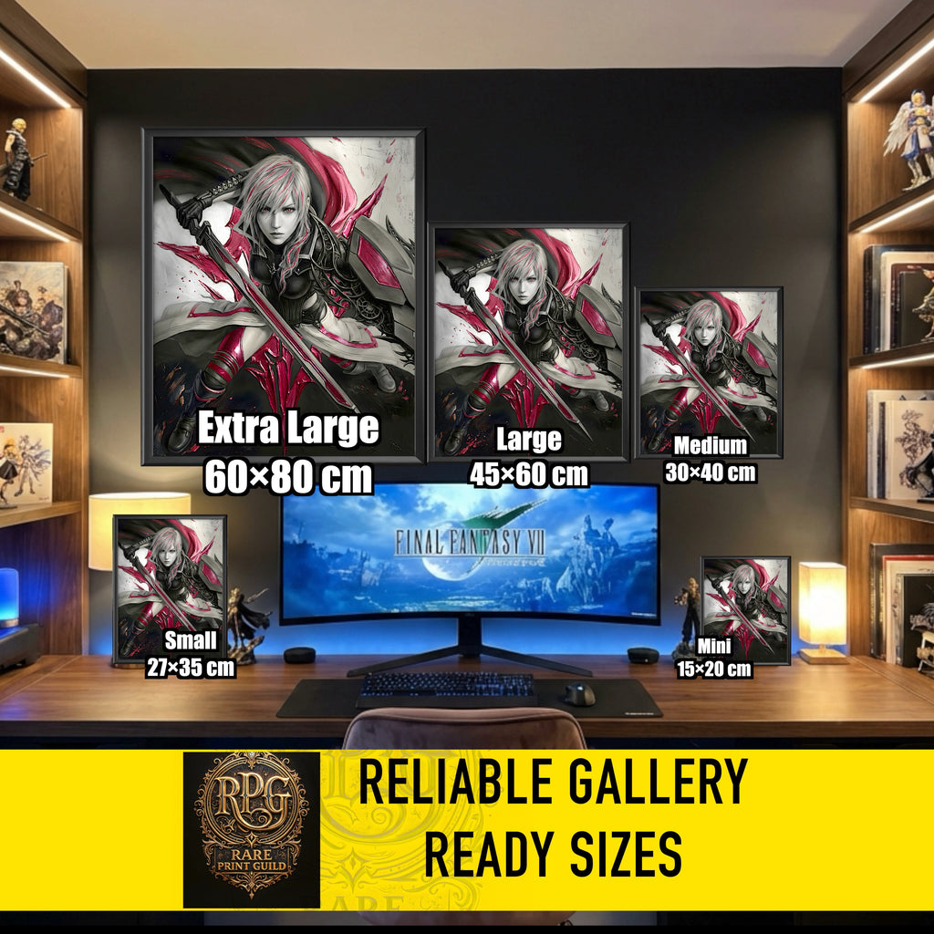 Lightning Farron Monochrome Art Print | Final Fantasy XIII Lightning Returns Artwork | Goddess of Death and Rebirth Fine Art