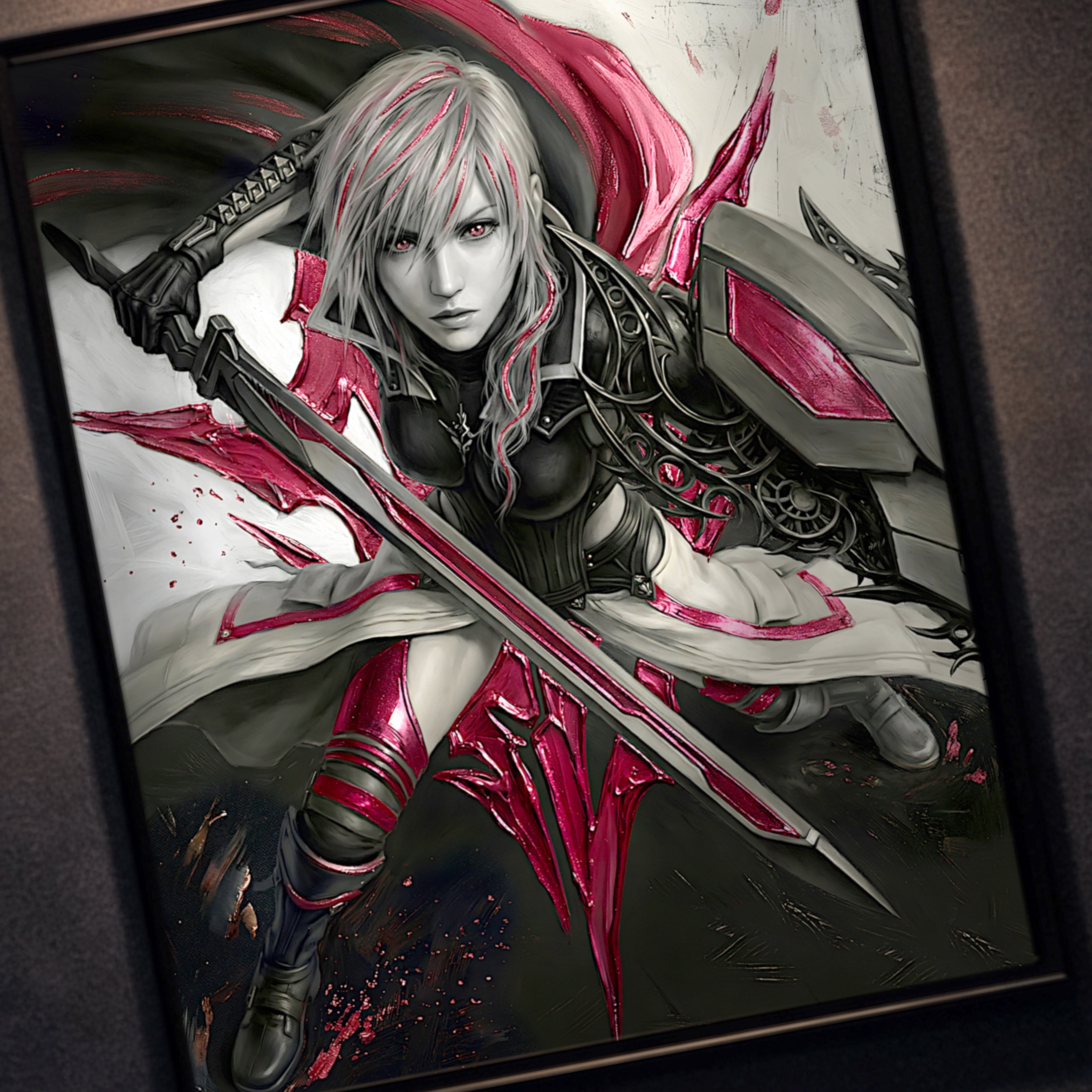 Lightning Farron Monochrome Art Print | Final Fantasy XIII Lightning Returns Artwork | Goddess of Death and Rebirth Fine Art