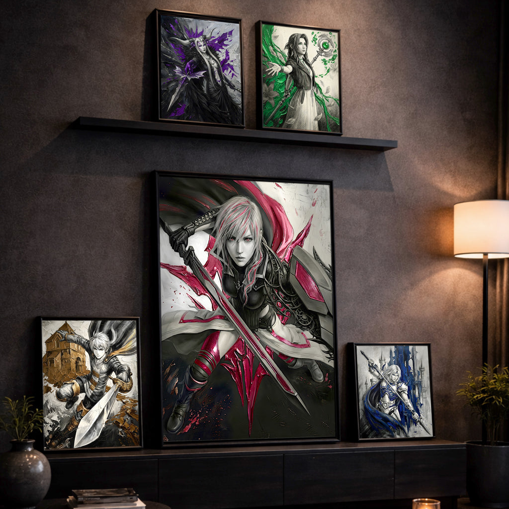 Lightning Farron Monochrome Art Print | Final Fantasy XIII Lightning Returns Artwork | Goddess of Death and Rebirth Fine Art