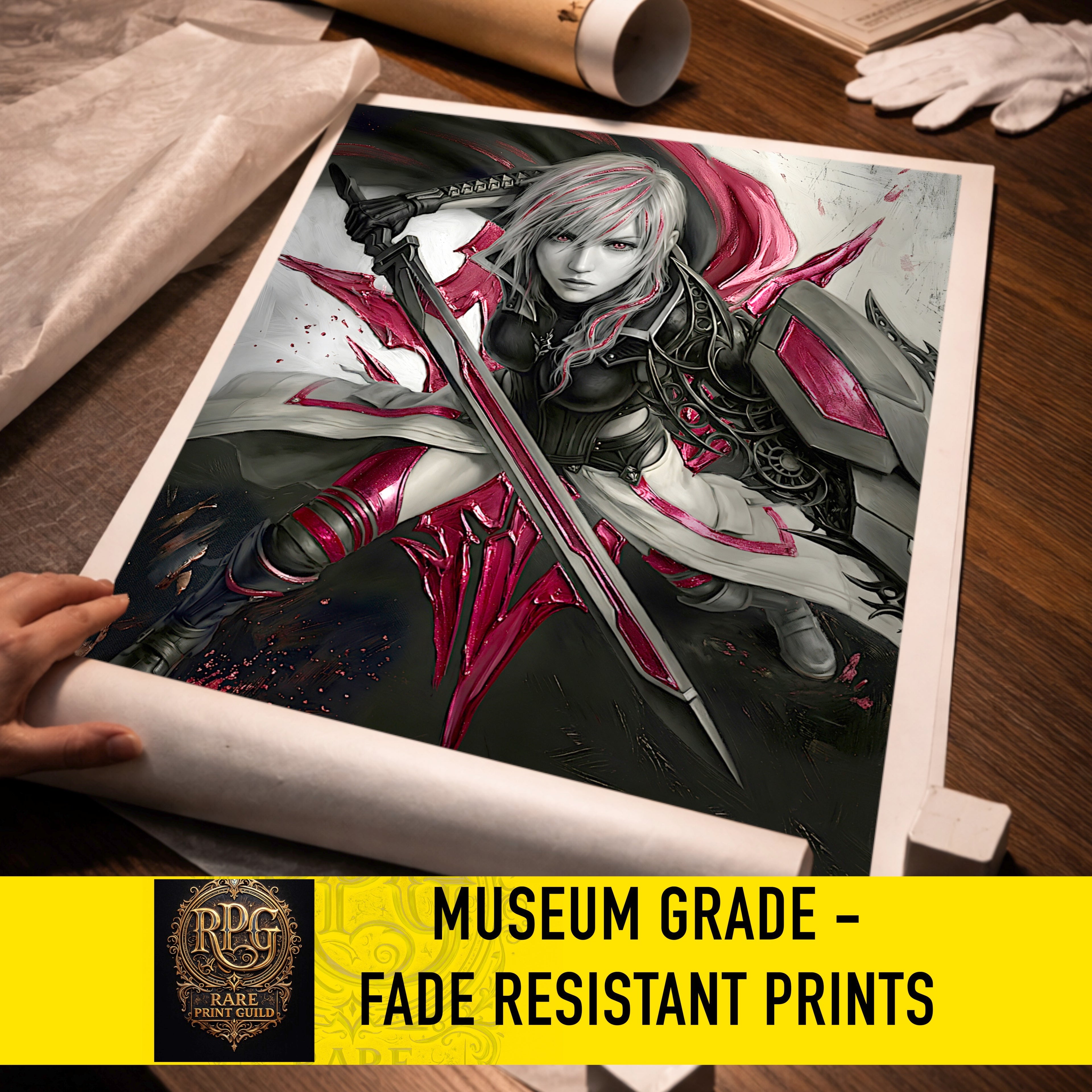 Lightning Farron Monochrome Art Print | Final Fantasy XIII Lightning Returns Artwork | Goddess of Death and Rebirth Fine Art