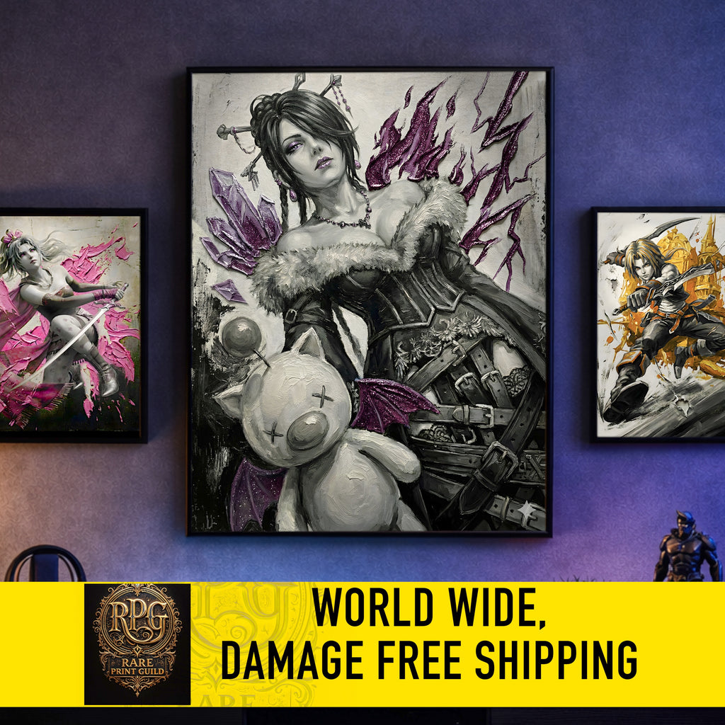 Lulu Monochrome Art Print | Final Fantasy X Poster | FF10 Lulu Gothic Mage Wall Art