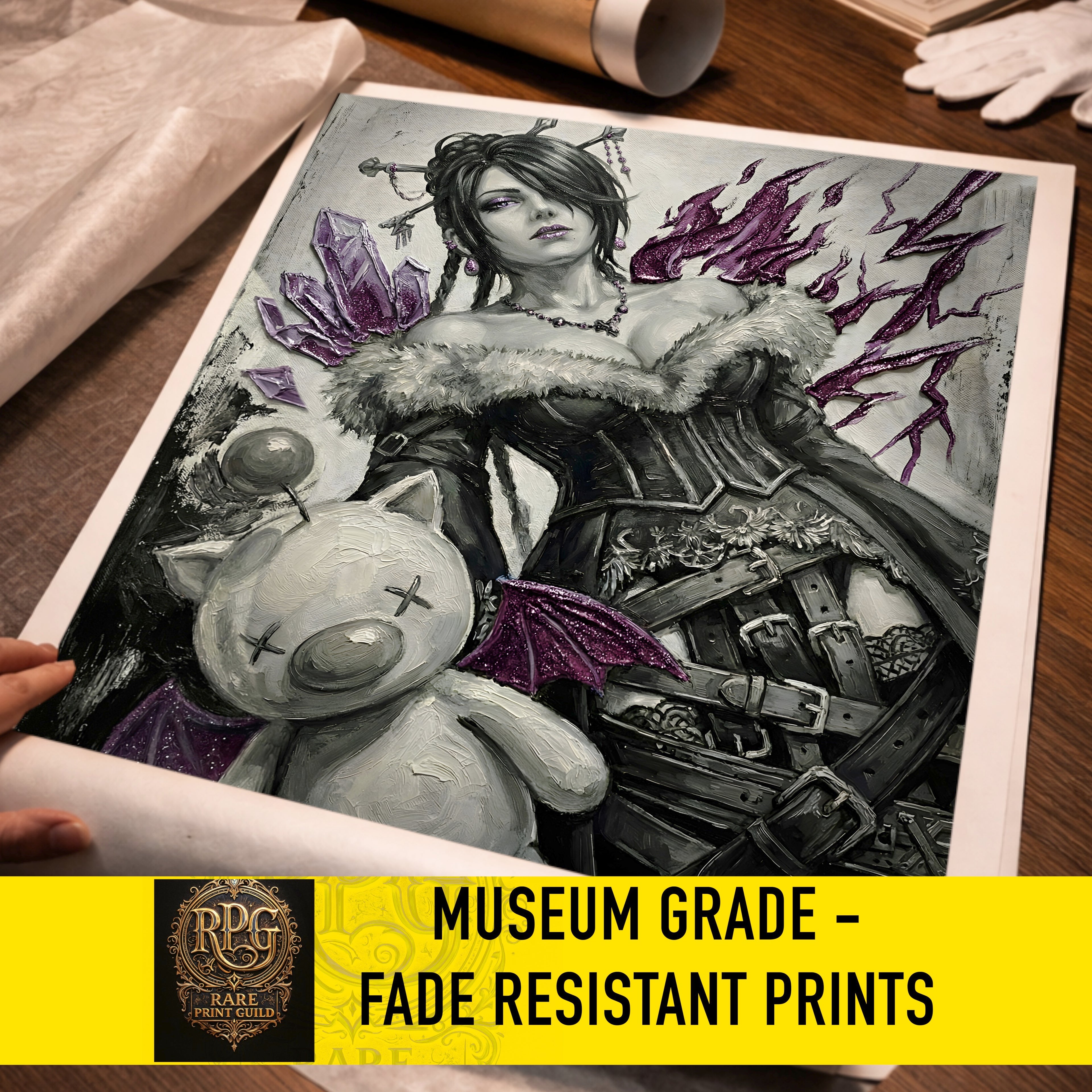 Lulu Monochrome Art Print | Final Fantasy X Poster | FF10 Lulu Gothic Mage Wall Art