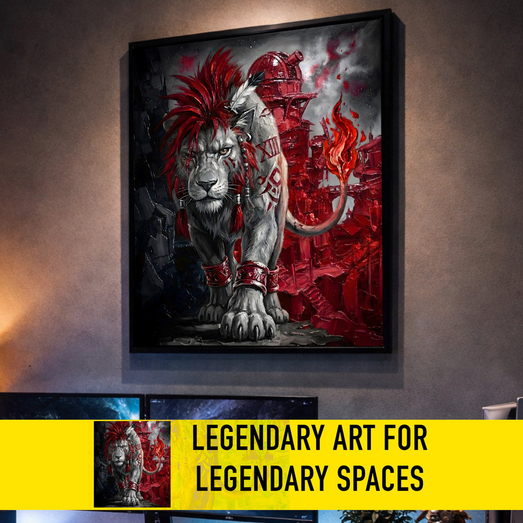 Nanaki (Red XIII) Art Print – Monochrome Cosmo Guardian Edition | Final Fantasy VII Fine Art