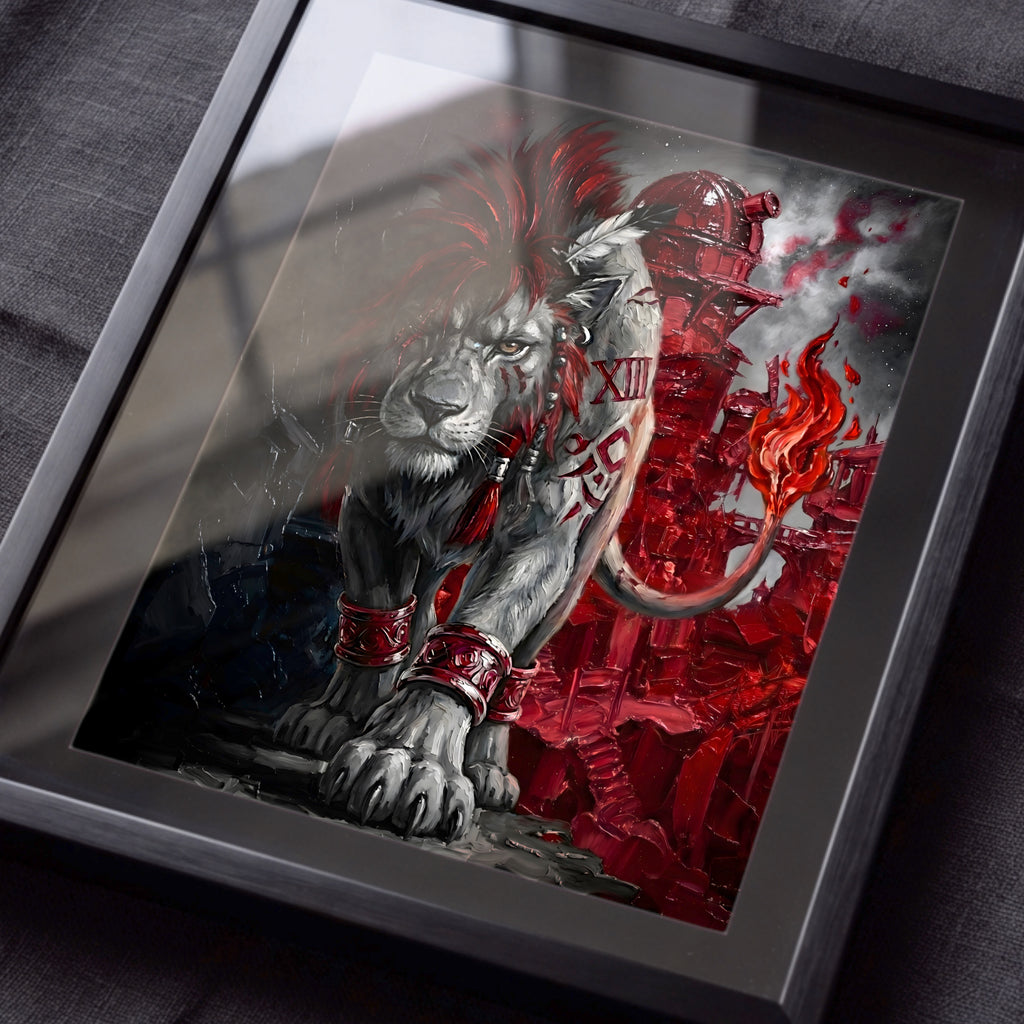 Nanaki (Red XIII) Art Print – Monochrome Cosmo Guardian Edition | Final Fantasy VII Fine Art