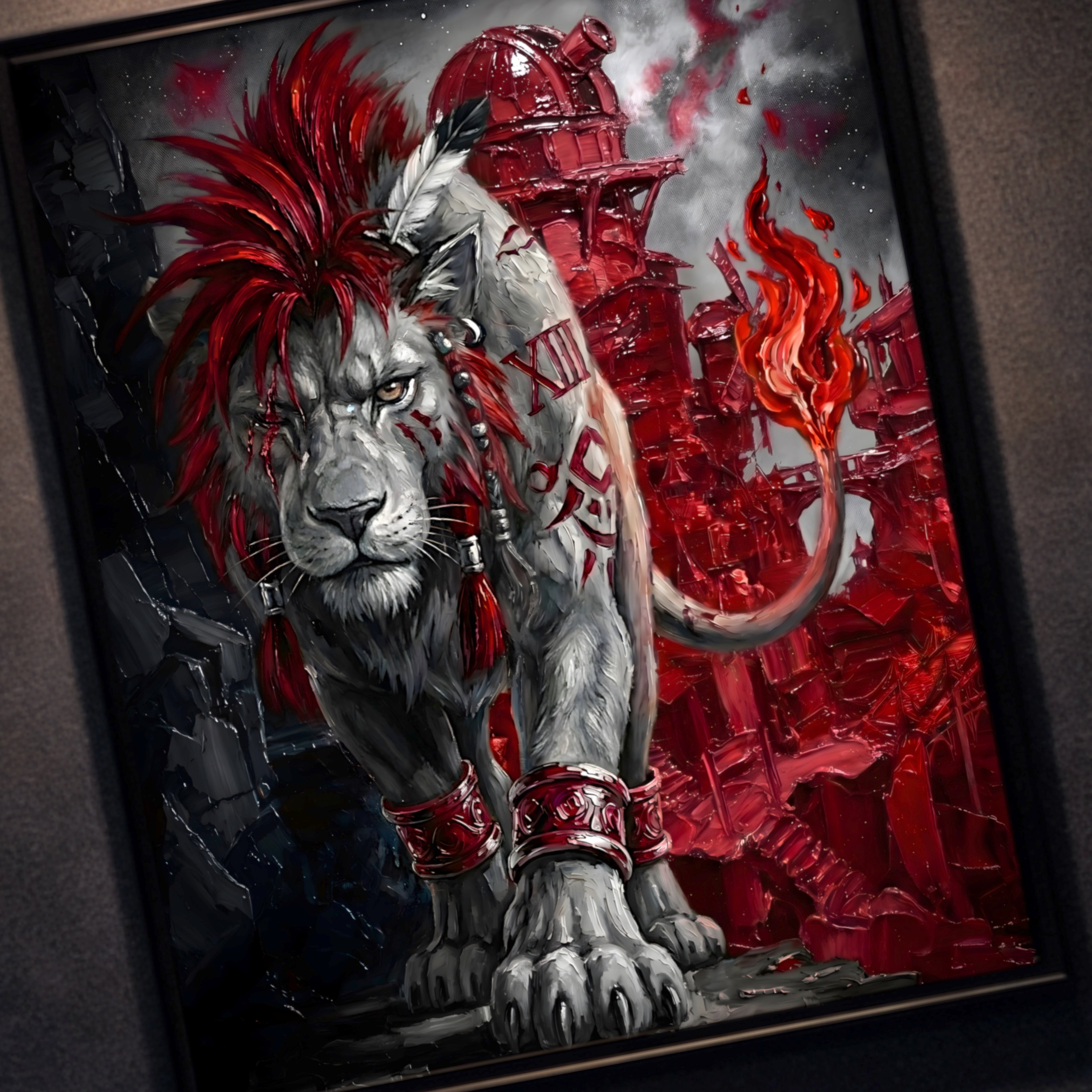 Nanaki (Red XIII) Art Print – Monochrome Cosmo Guardian Edition | Final Fantasy VII Fine Art