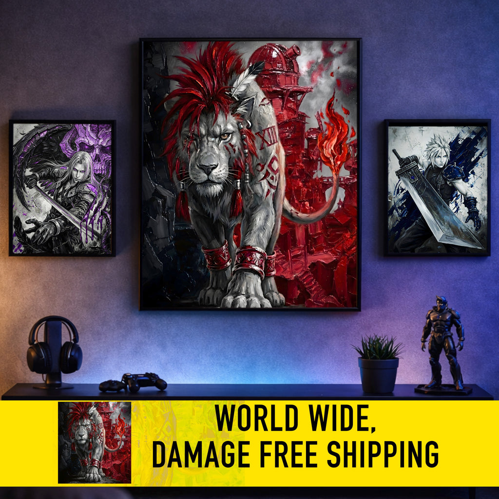 Nanaki (Red XIII) Art Print – Monochrome Cosmo Guardian Edition | Final Fantasy VII Fine Art
