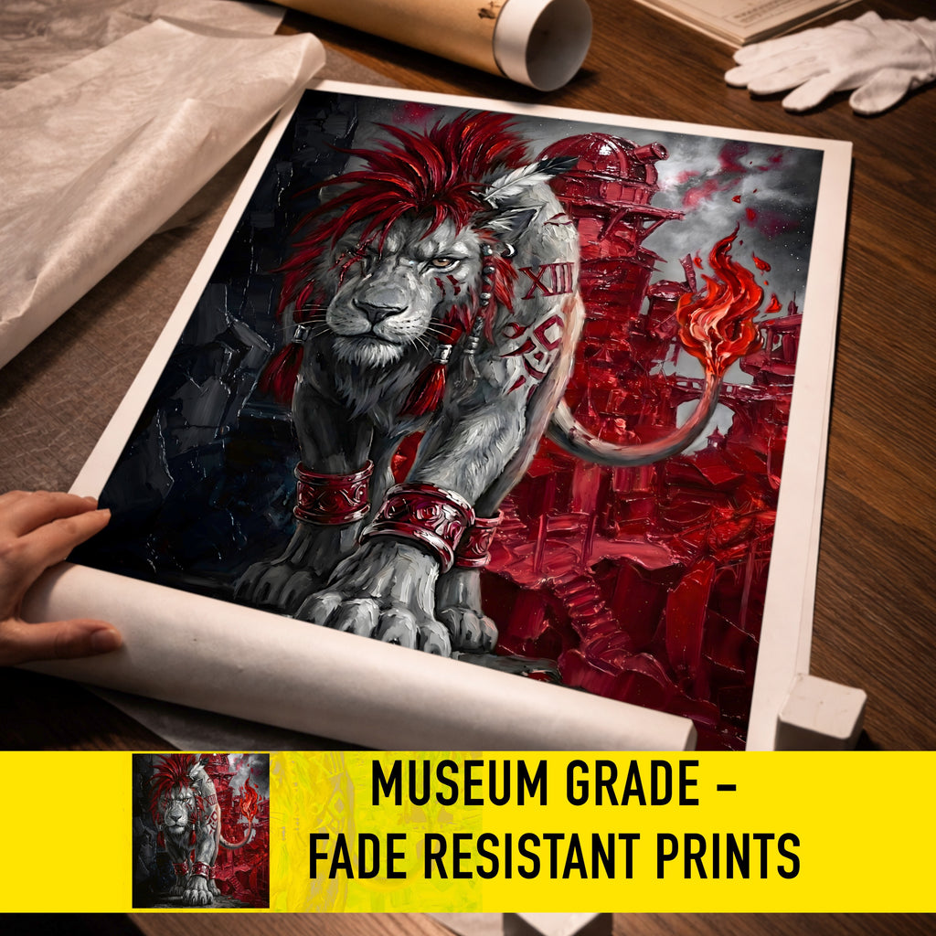 Nanaki (Red XIII) Art Print – Monochrome Cosmo Guardian Edition | Final Fantasy VII Fine Art