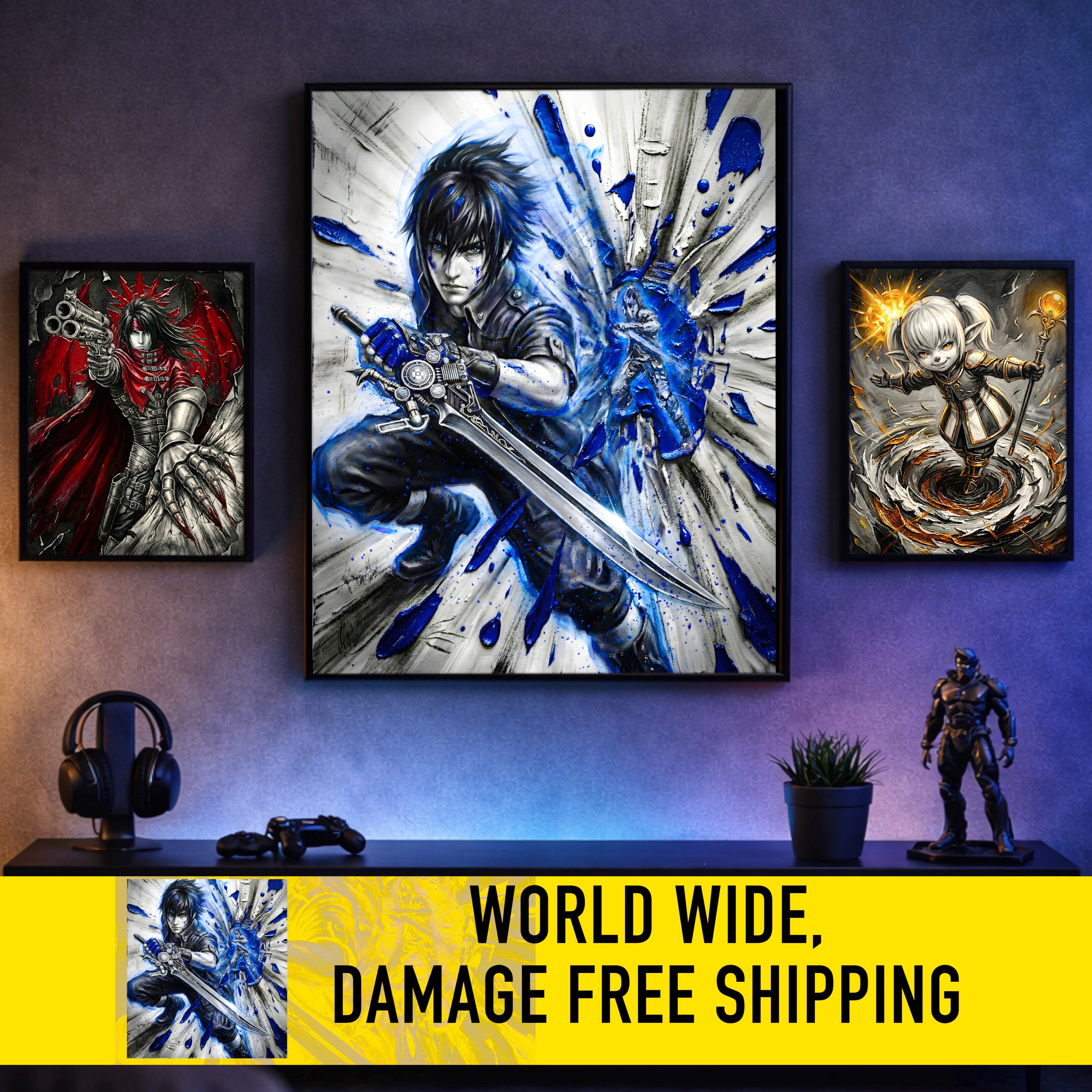 Noctis Lucis Caelum Poster | Final Fantasy XV Artwork | Warp Strike & King of Lucis Wall Art | FF15 Ending Tribute Fine Art Print