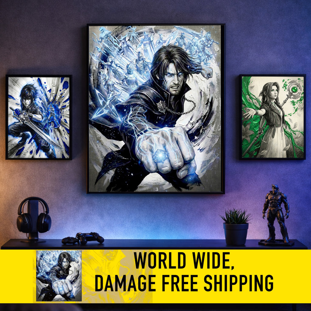 Noctis Lucis Caelum Poster | Final Fantasy XV Artwork | Warp Strike & King of Lucis Wall Art | FF15 Ending Tribute Fine Art Print