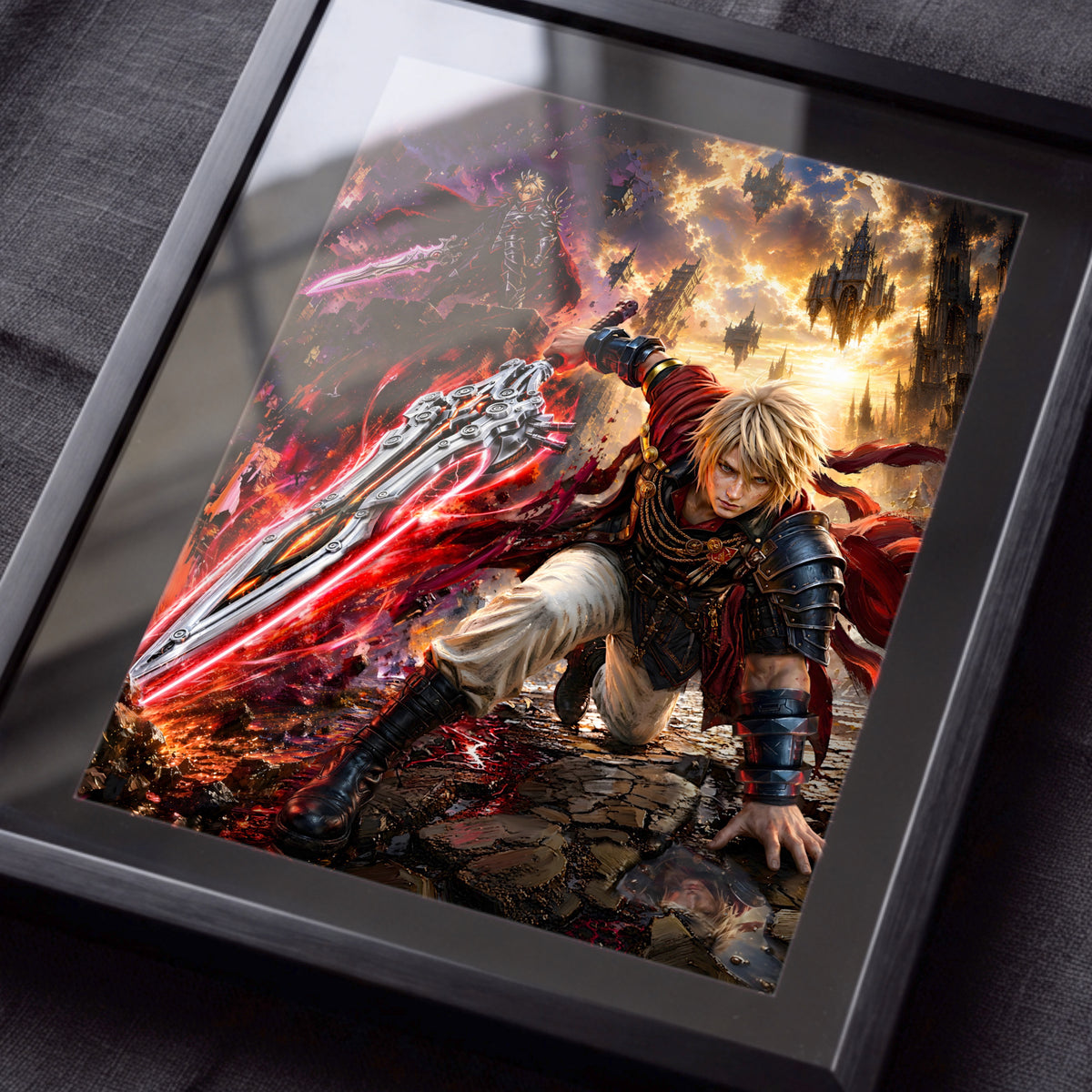 Final Fantasy Resonance Rain Art Print | Final Fantasy Brave Exvius Wall Art | Rain Cinematic Pixel Series | JRPG Game Poster