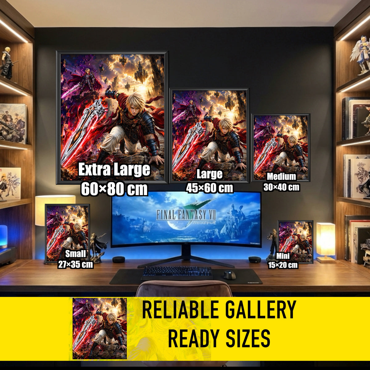 Final Fantasy Resonance Rain Art Print | Final Fantasy Brave Exvius Wall Art | Rain Cinematic Pixel Series | JRPG Game Poster
