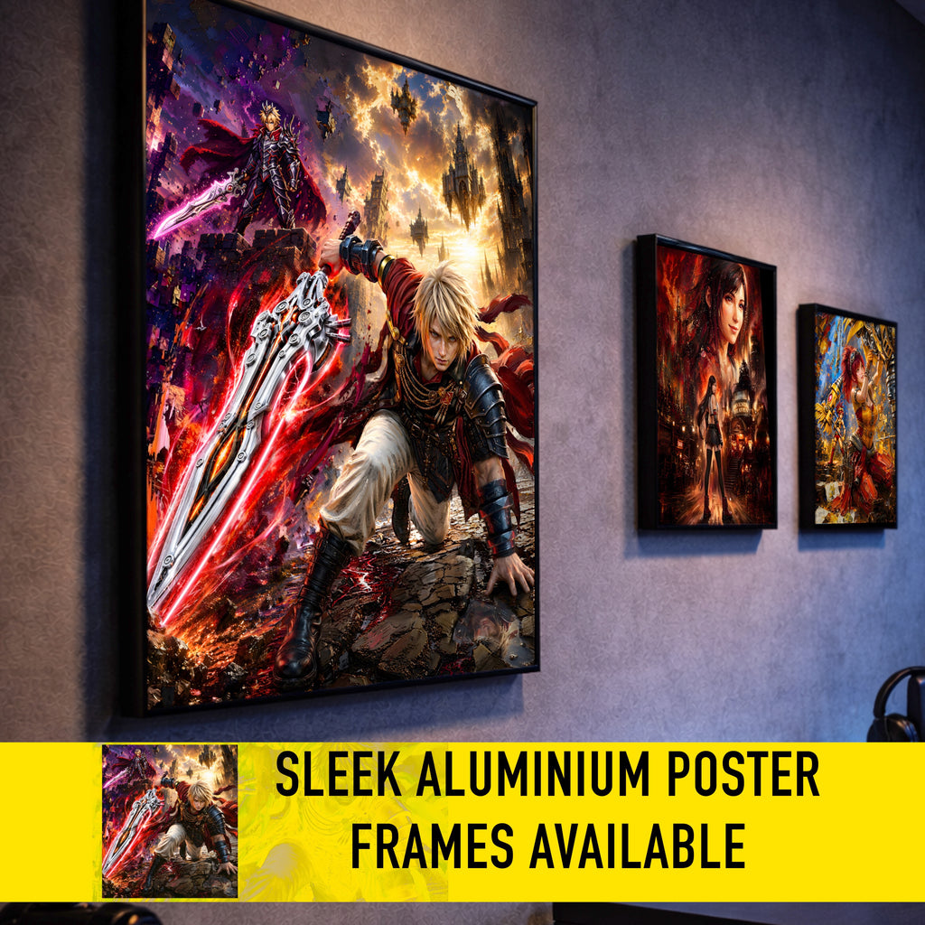 Final Fantasy Resonance Rain Art Print | Final Fantasy Brave Exvius Wall Art | Rain Cinematic Pixel Series | JRPG Game Poster