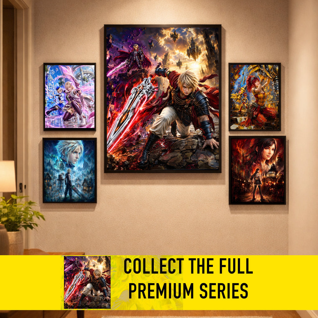Final Fantasy Resonance Rain Art Print | Final Fantasy Brave Exvius Wall Art | Rain Cinematic Pixel Series | JRPG Game Poster