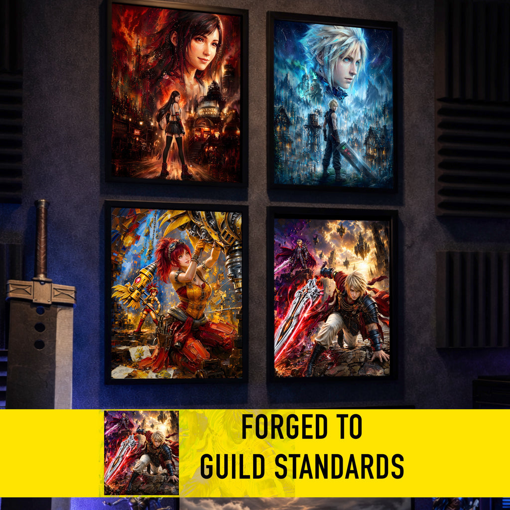 Final Fantasy Resonance Rain Art Print | Final Fantasy Brave Exvius Wall Art | Rain Cinematic Pixel Series | JRPG Game Poster