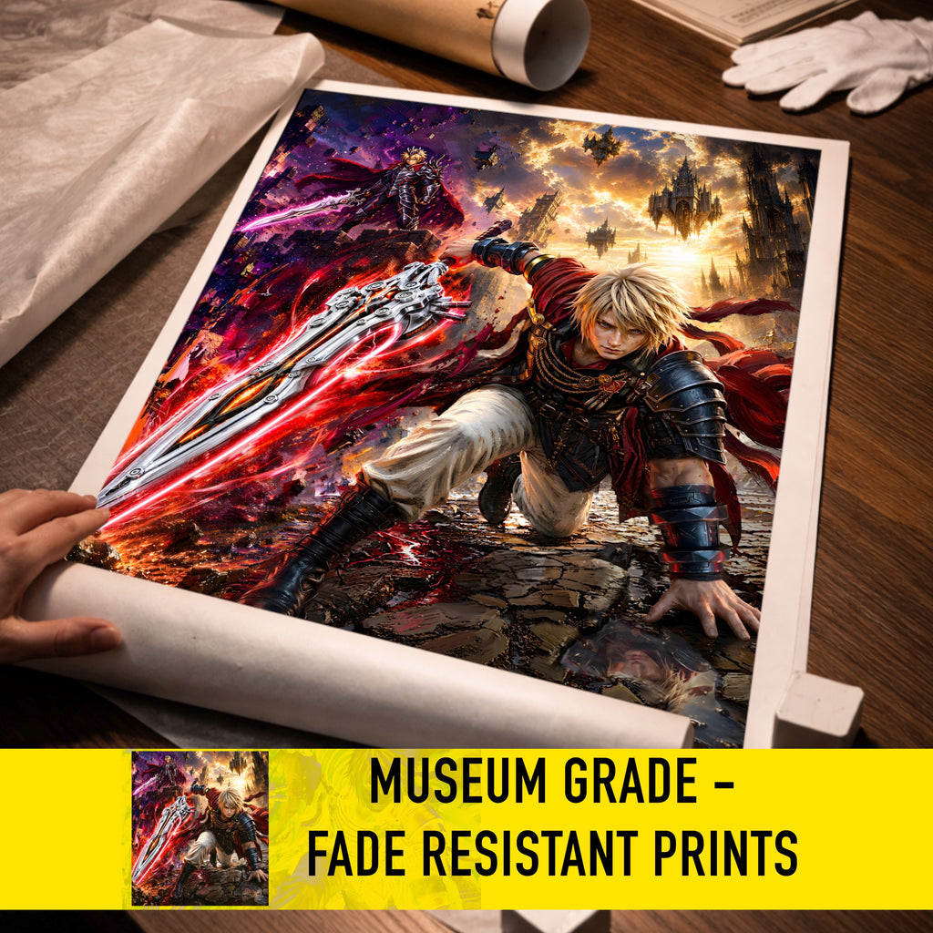 Final Fantasy Resonance Rain Art Print | Final Fantasy Brave Exvius Wall Art | Rain Cinematic Pixel Series | JRPG Game Poster