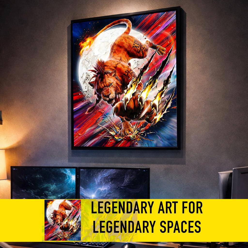 Red XIII Poster | Final Fantasy VII Rebirth Blood Fang Artwork | Nanaki Limit Break Wall Art | FF7 Remake Fine Art Print