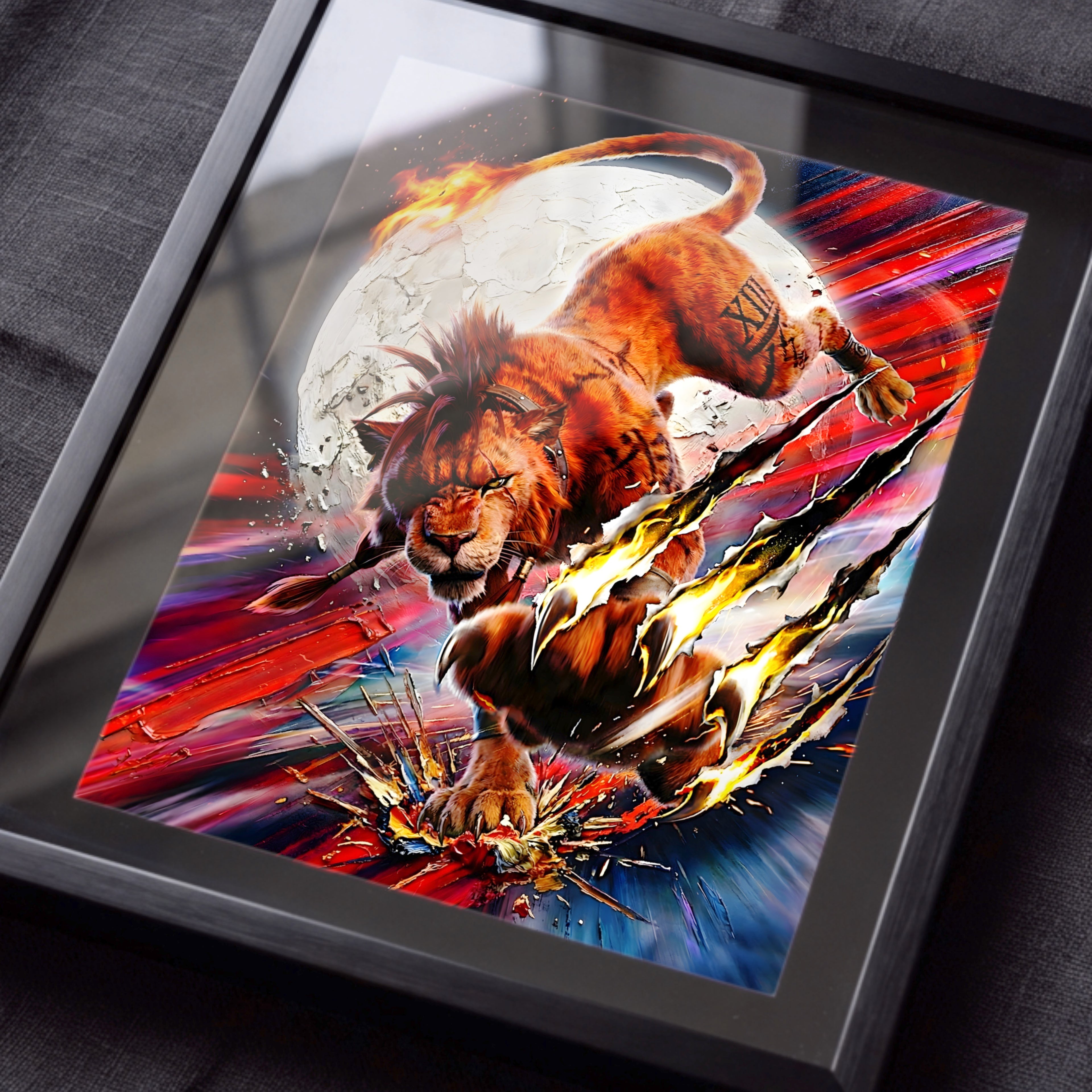 Red XIII Poster | Final Fantasy VII Rebirth Blood Fang Artwork | Nanaki Limit Break Wall Art | FF7 Remake Fine Art Print