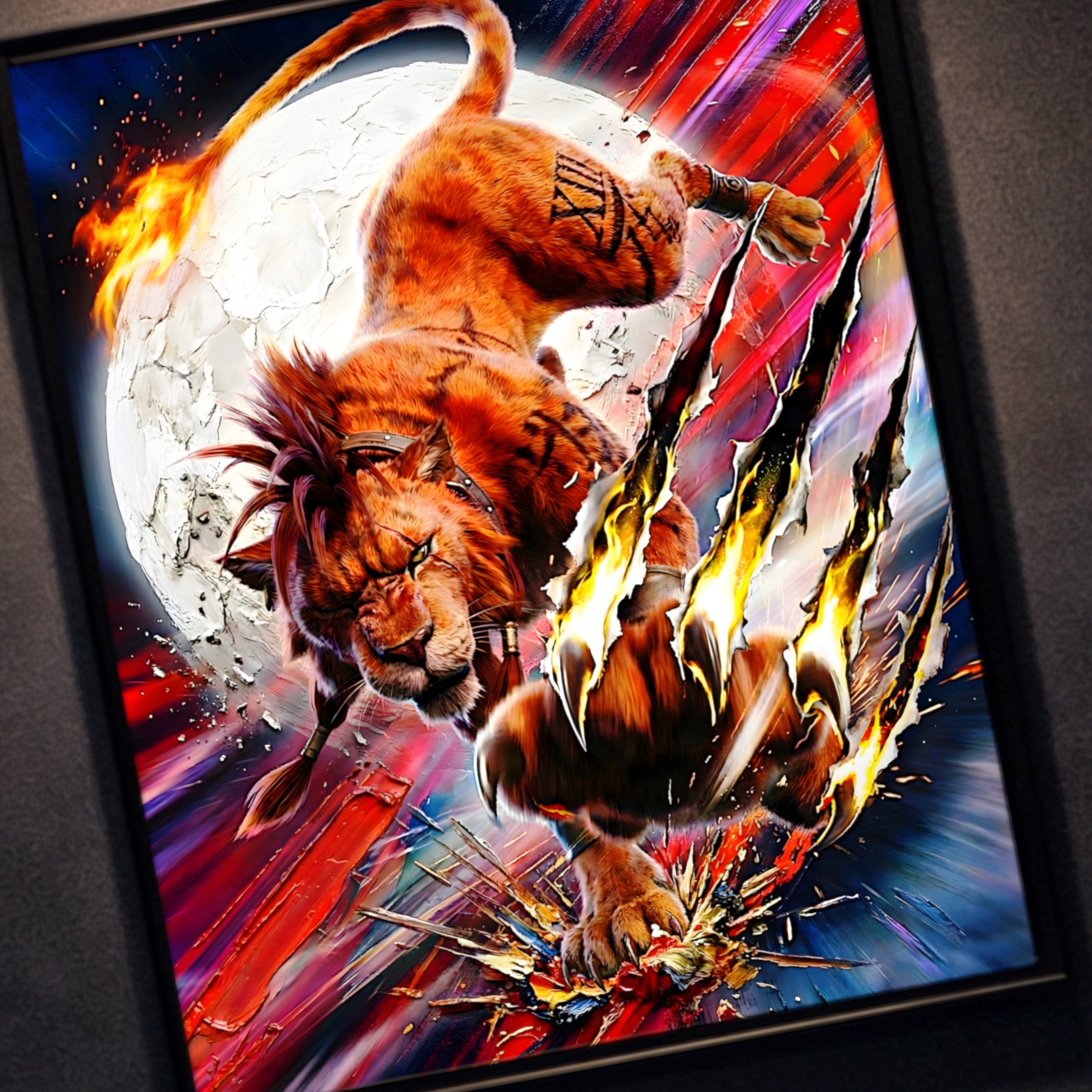 Red XIII Poster | Final Fantasy VII Rebirth Blood Fang Artwork | Nanaki Limit Break Wall Art | FF7 Remake Fine Art Print