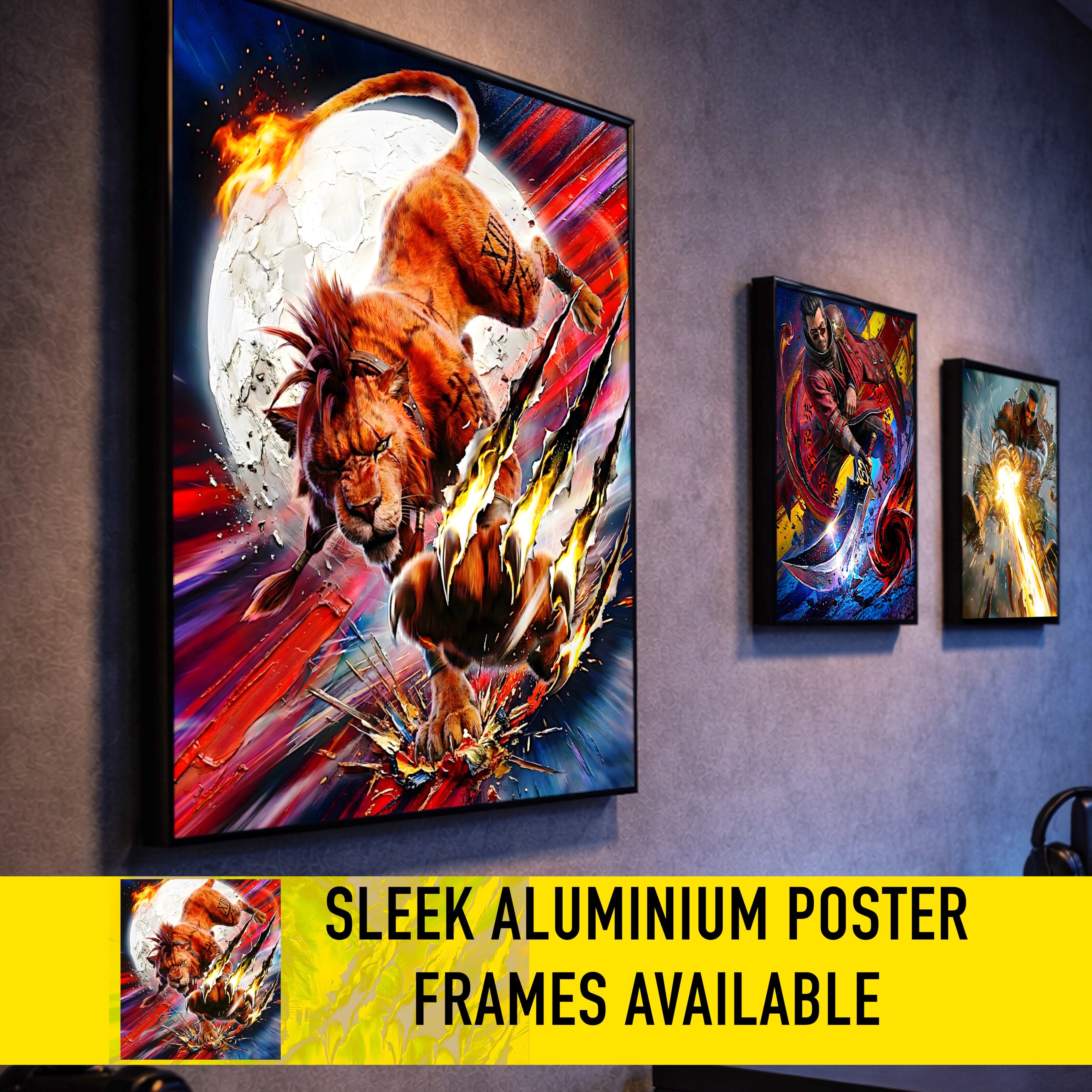 Red XIII Poster | Final Fantasy VII Rebirth Blood Fang Artwork | Nanaki Limit Break Wall Art | FF7 Remake Fine Art Print
