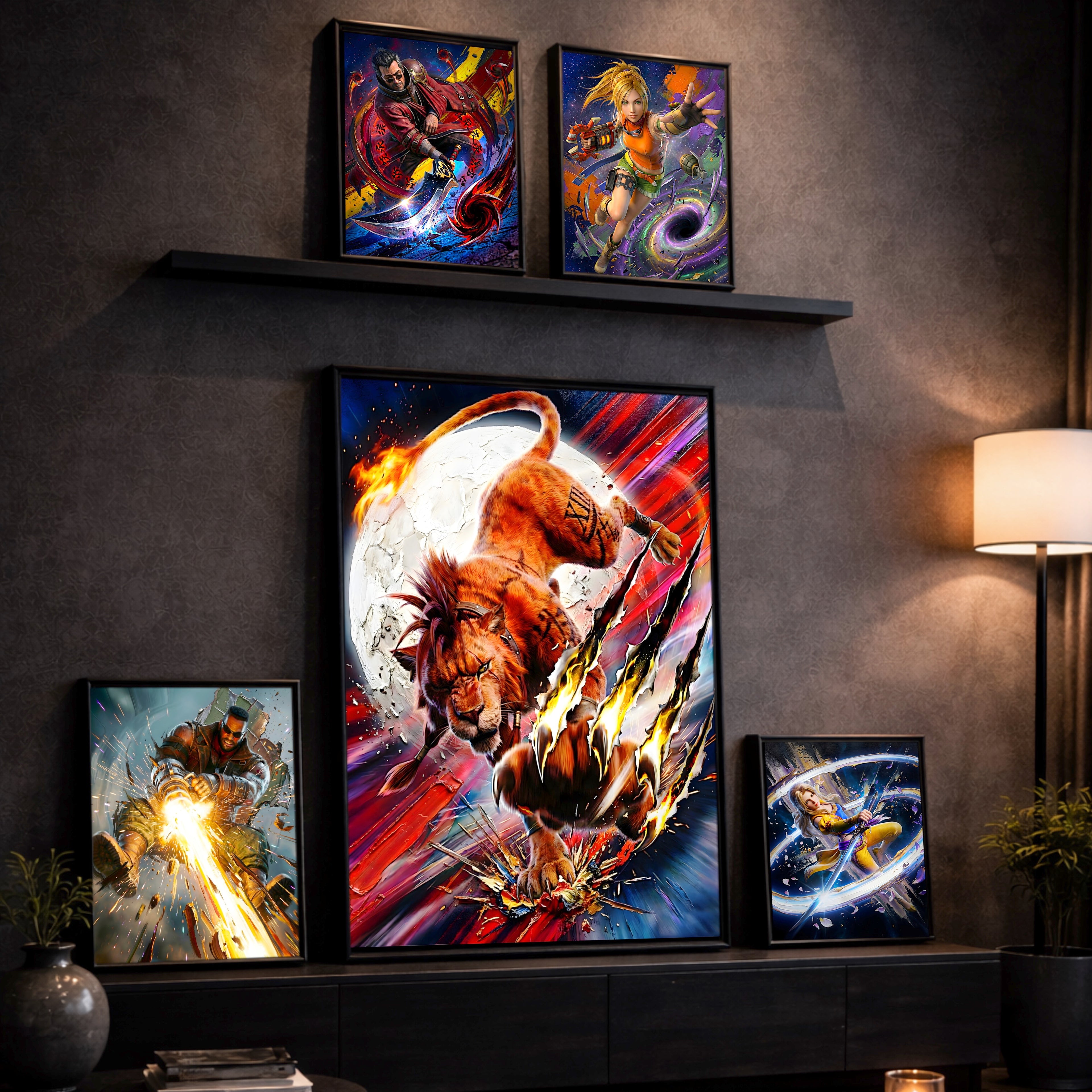 Red XIII Poster | Final Fantasy VII Rebirth Blood Fang Artwork | Nanaki Limit Break Wall Art | FF7 Remake Fine Art Print