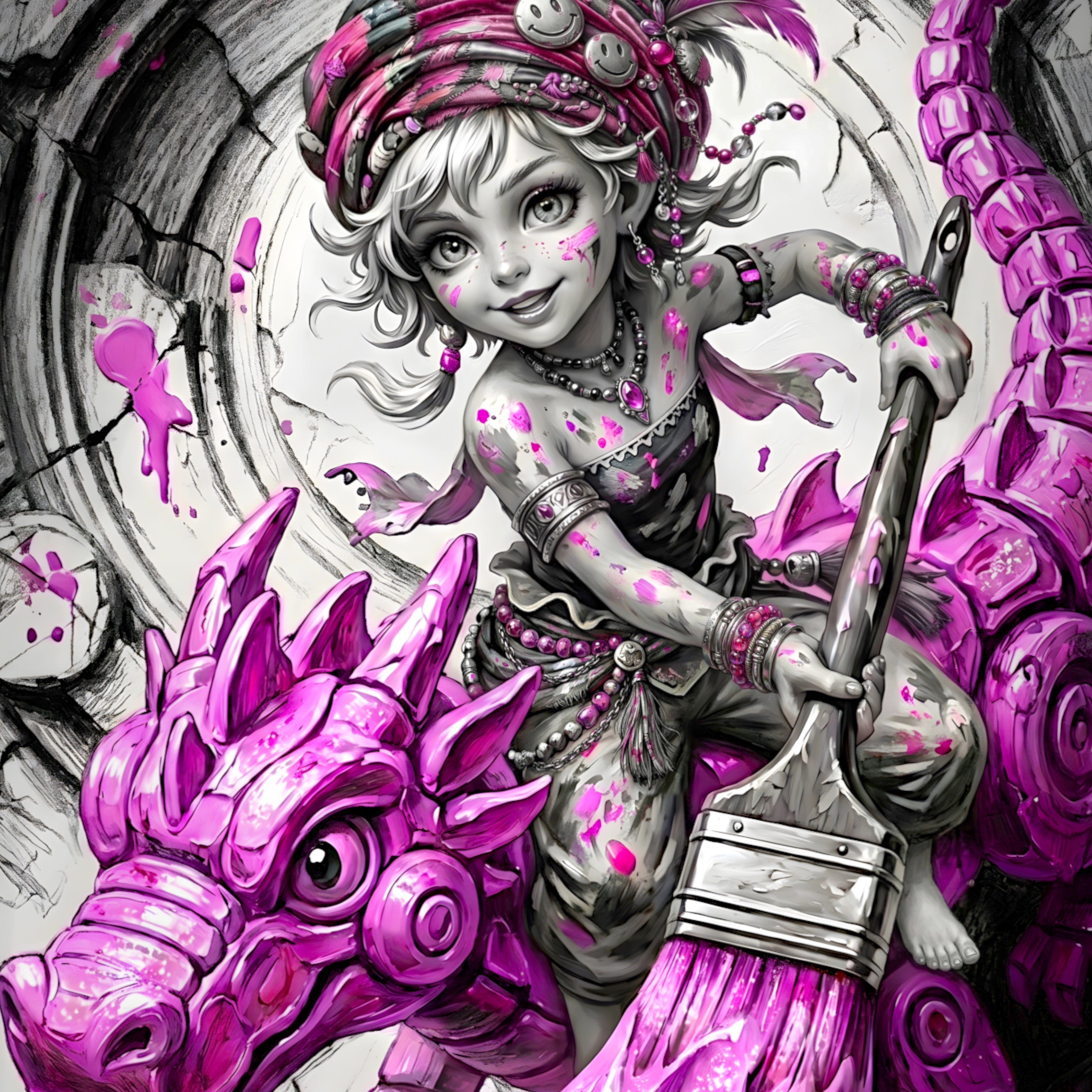 Relm Arrowny Art Print – Monochrome Imagination Edition | Final Fantasy VI Fine Art