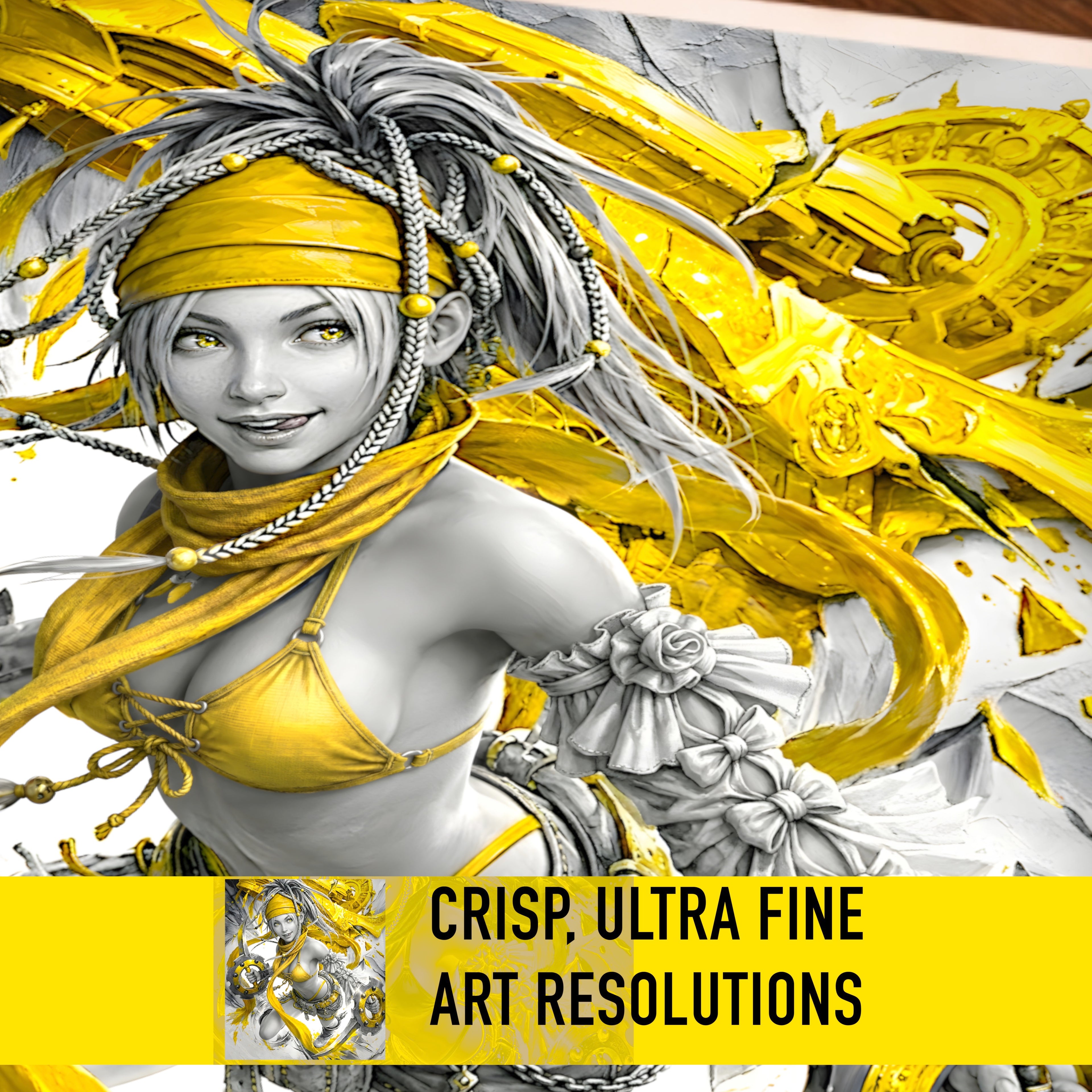 Rikku Art Print – Monochrome Maverick Edition | Final Fantasy X-2 Fine Art